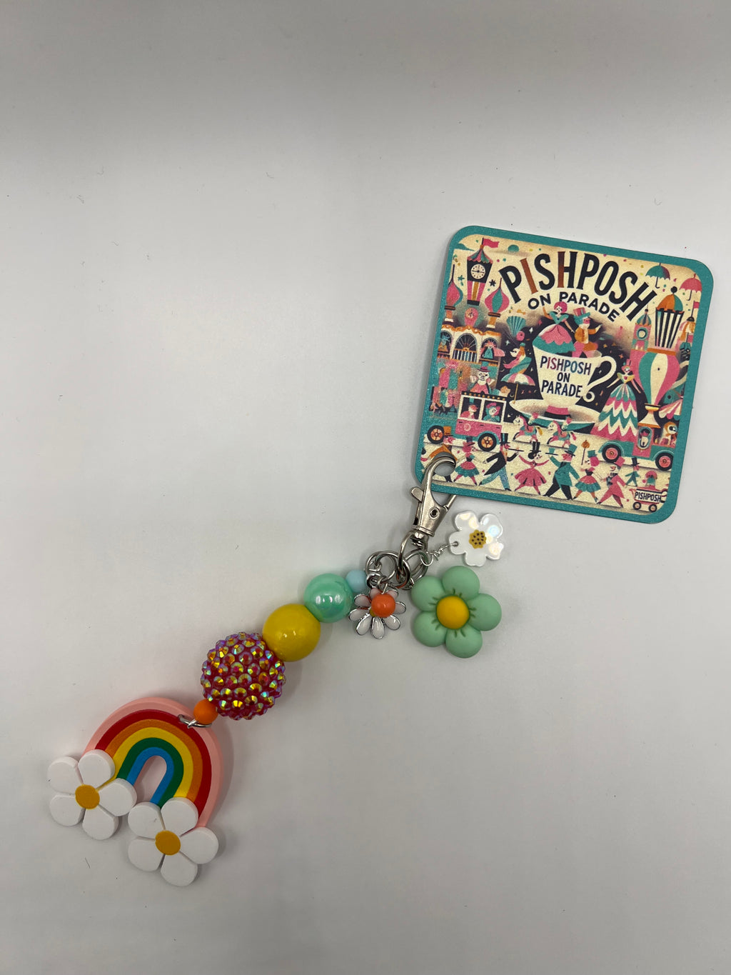 Rainbow with Flowers and Beads - Zipper Pull/Scissor Charms