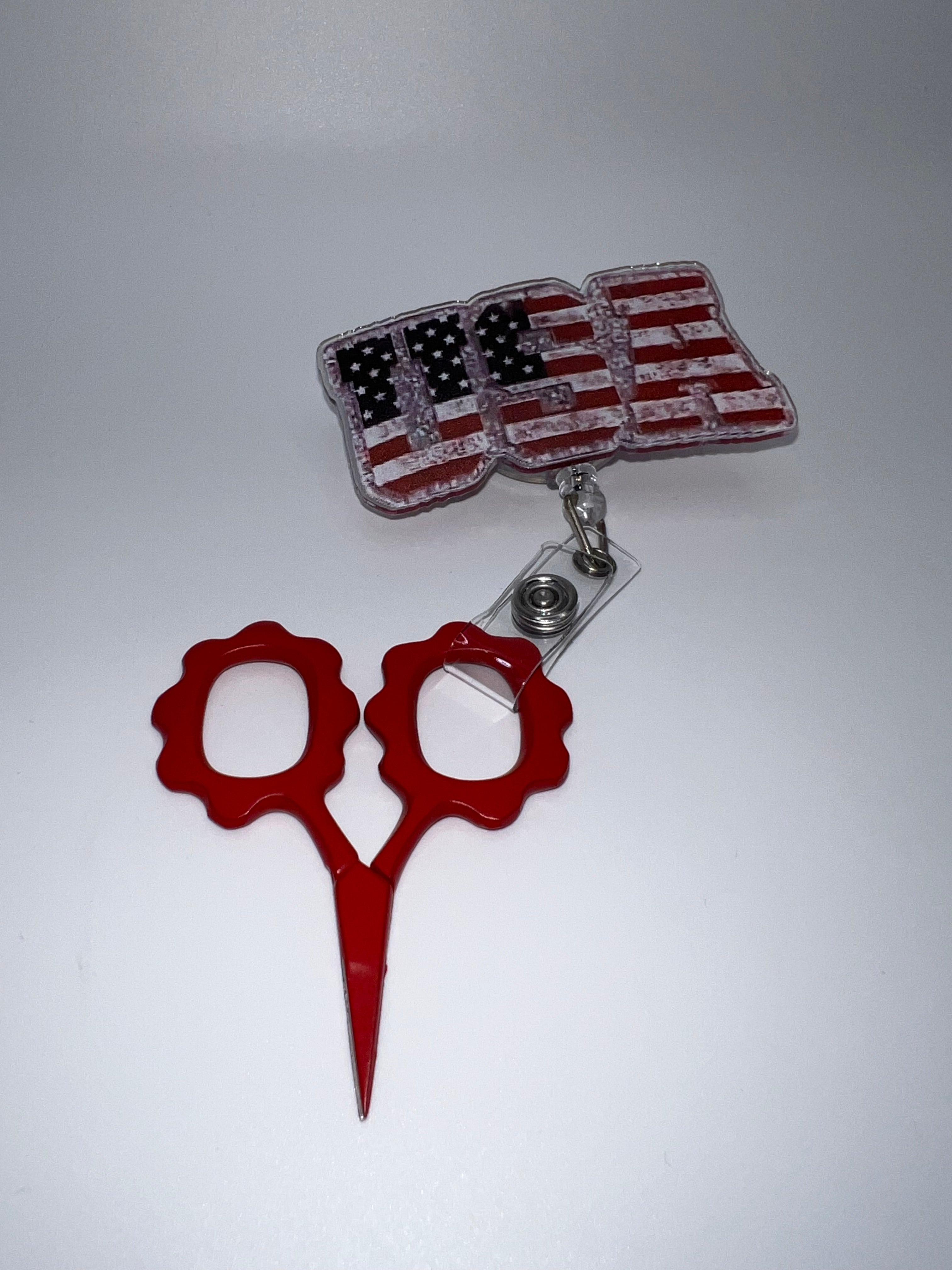 USA Letters Flag - Badge / Scissor Reel - scissors excluded10
