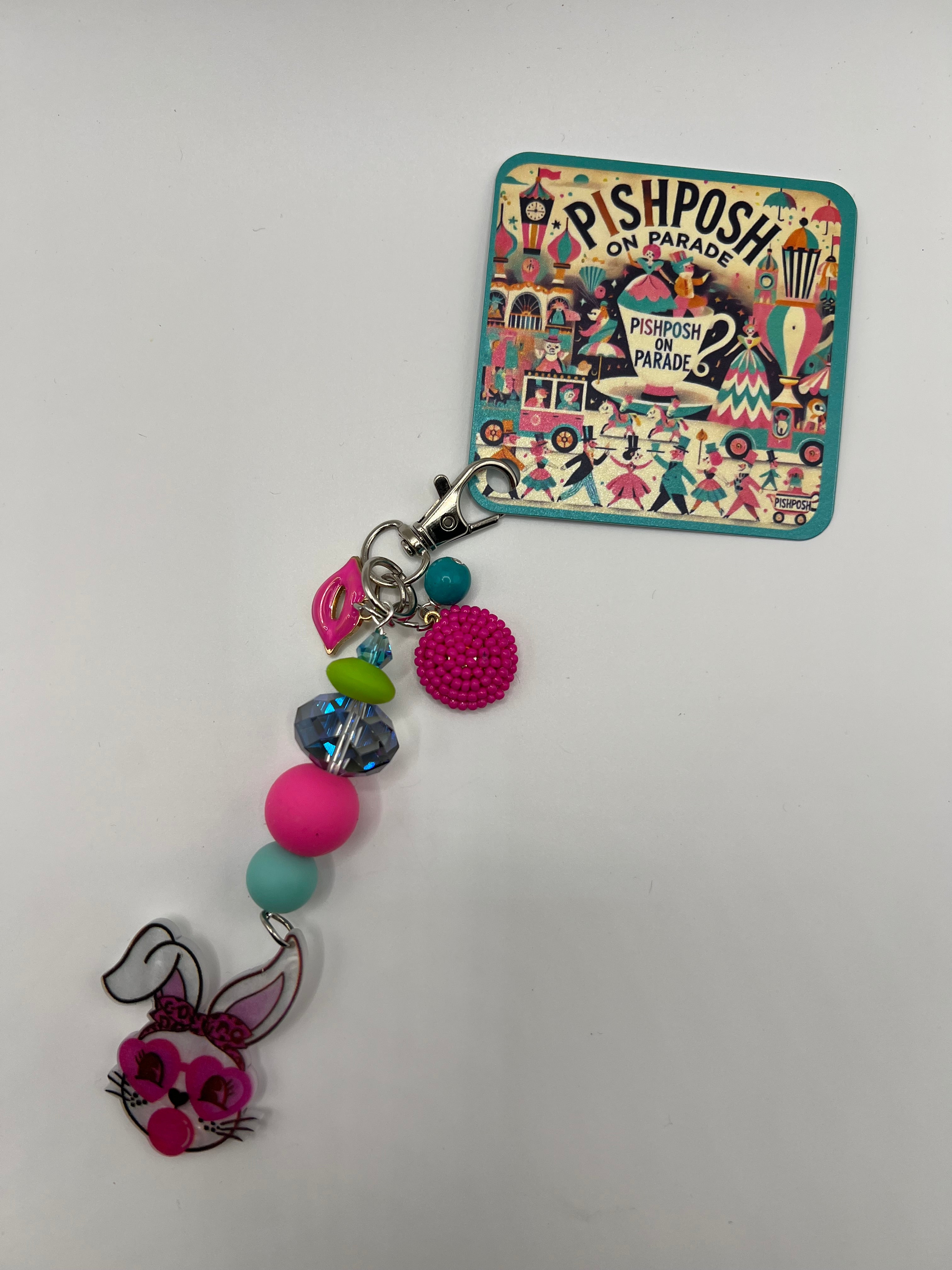 Bunny with Bubble and Lip Charm - Zipper Pull/Scissor Charm