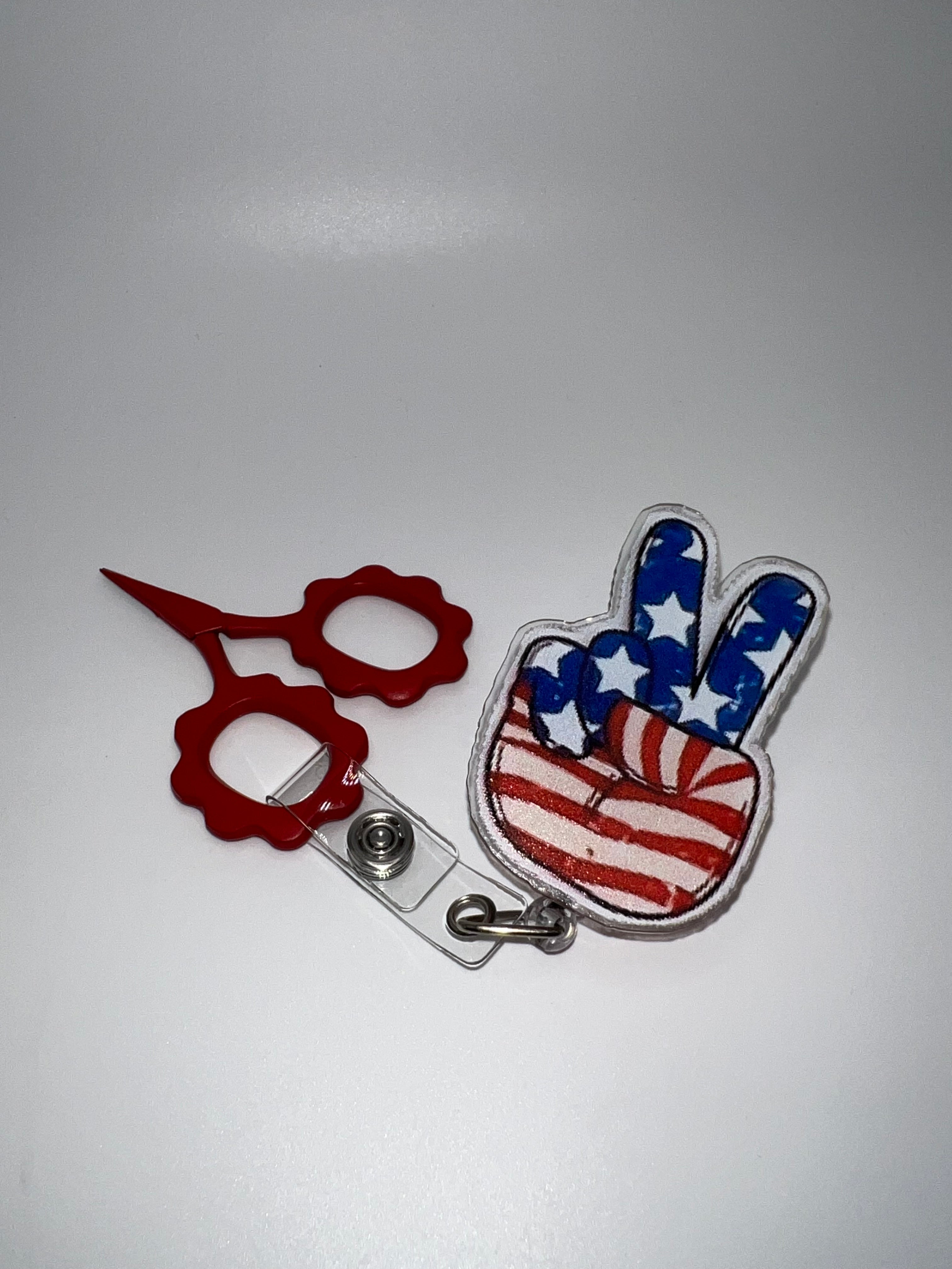 American Peace sign - Badge / scissor reel - scissors excluded
