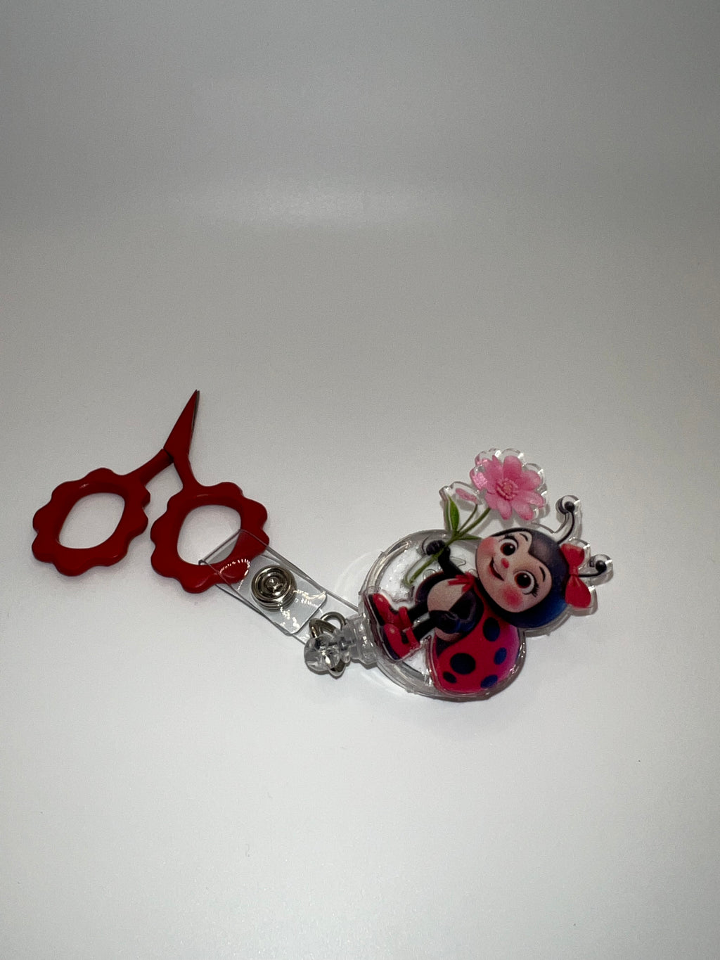 Ladybug - badge reel / scissor reel