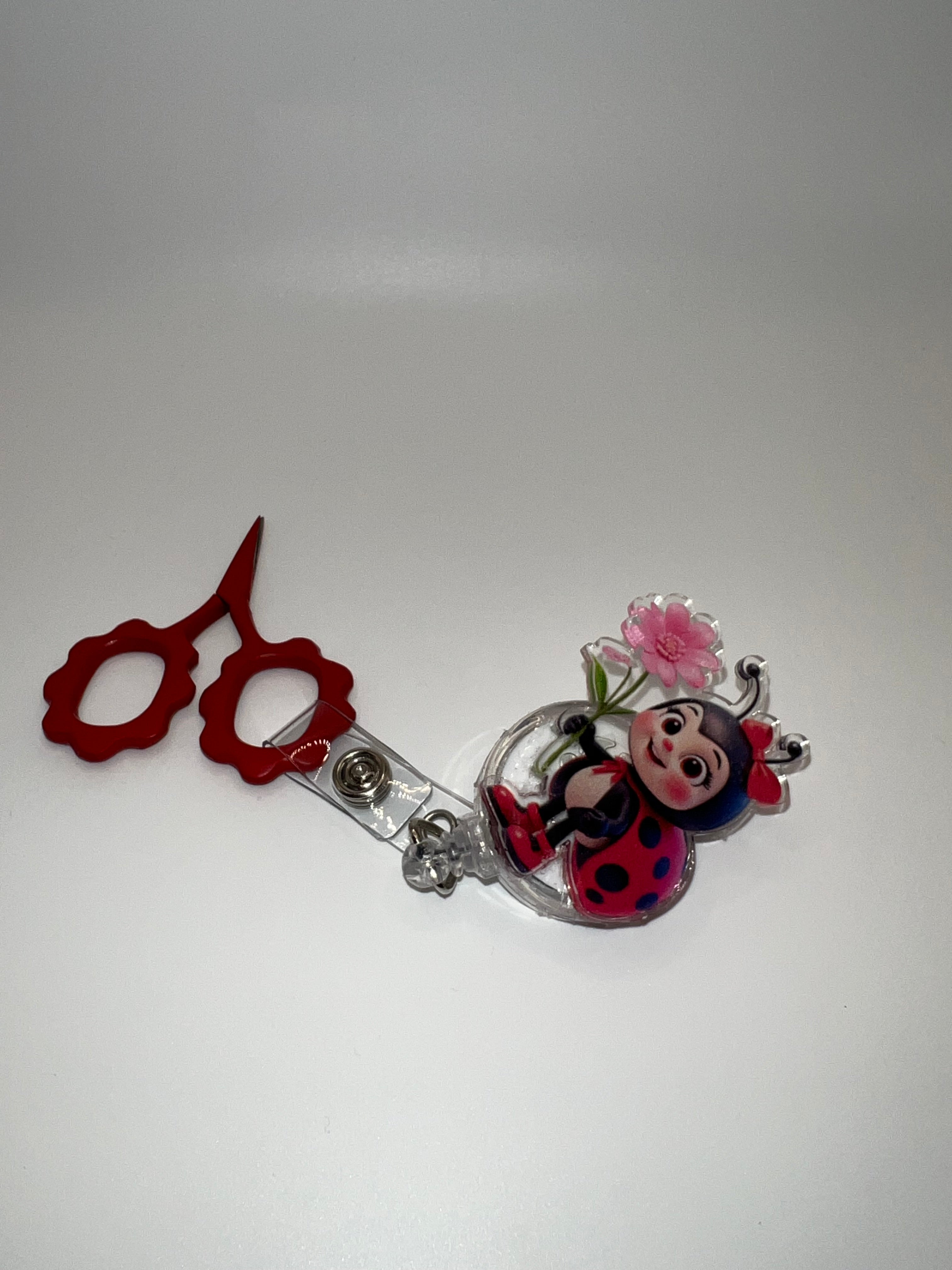 Ladybug - badge reel / scissor reel