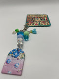 Lavender window with blue flowers charm