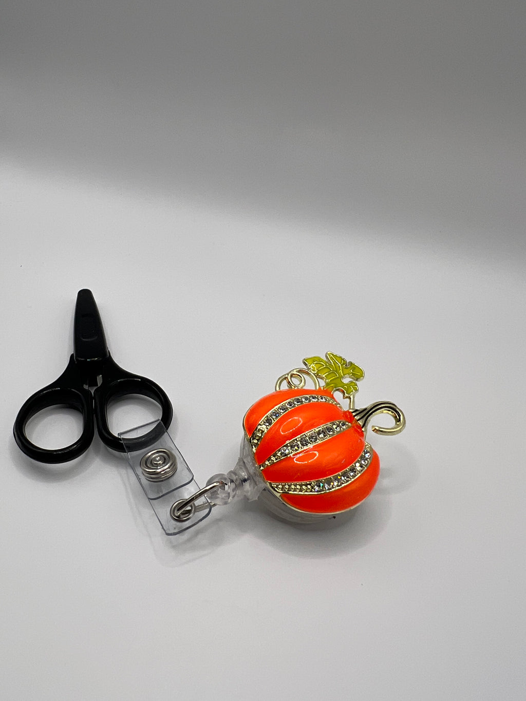 Rhinestone pumpkin Badge / scissor reel - scissors not included
