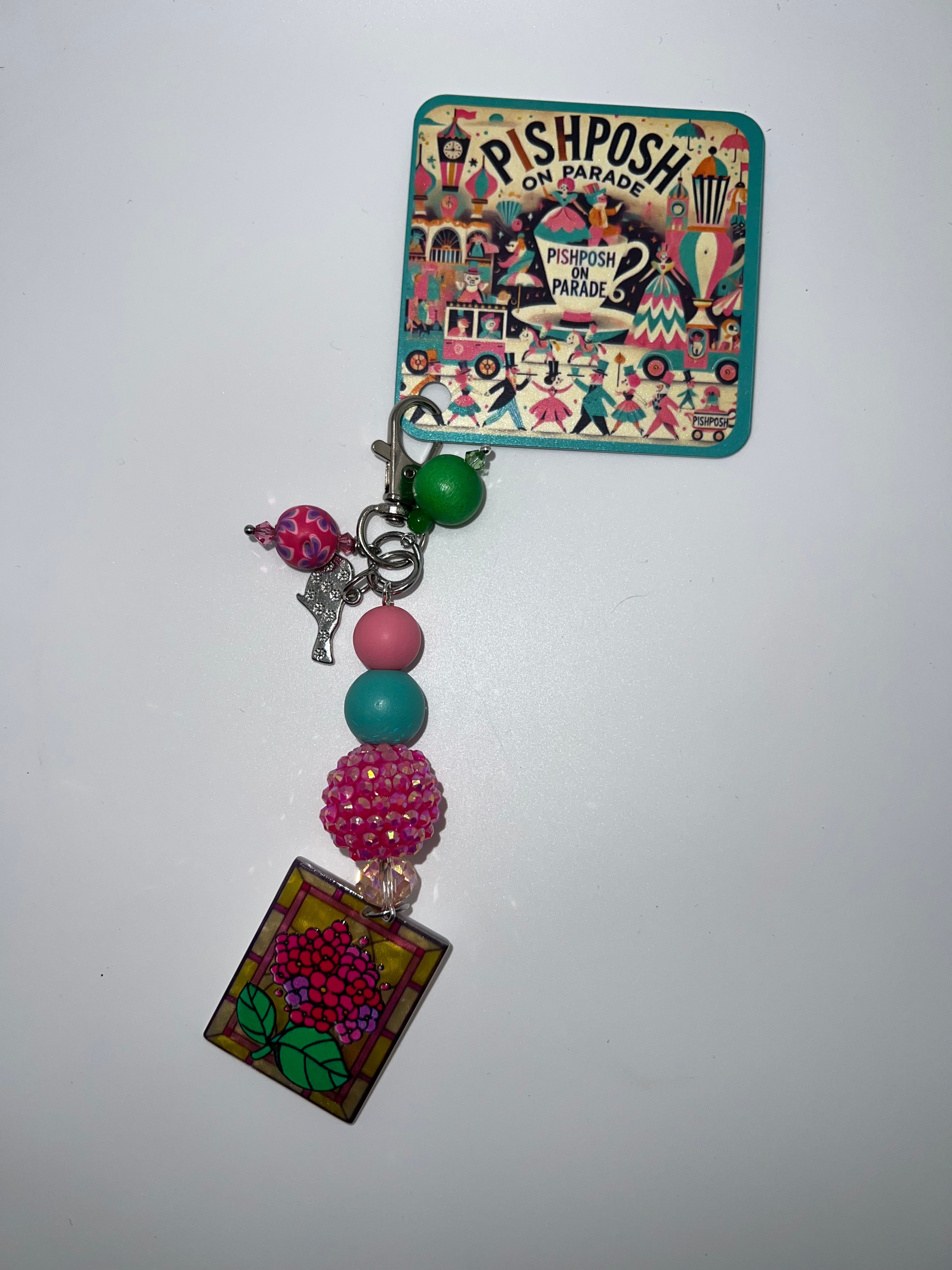 Pink Hydrangea - Zipper Bag Charm