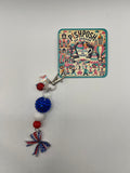 Red White and Blue Bow with beads - charm