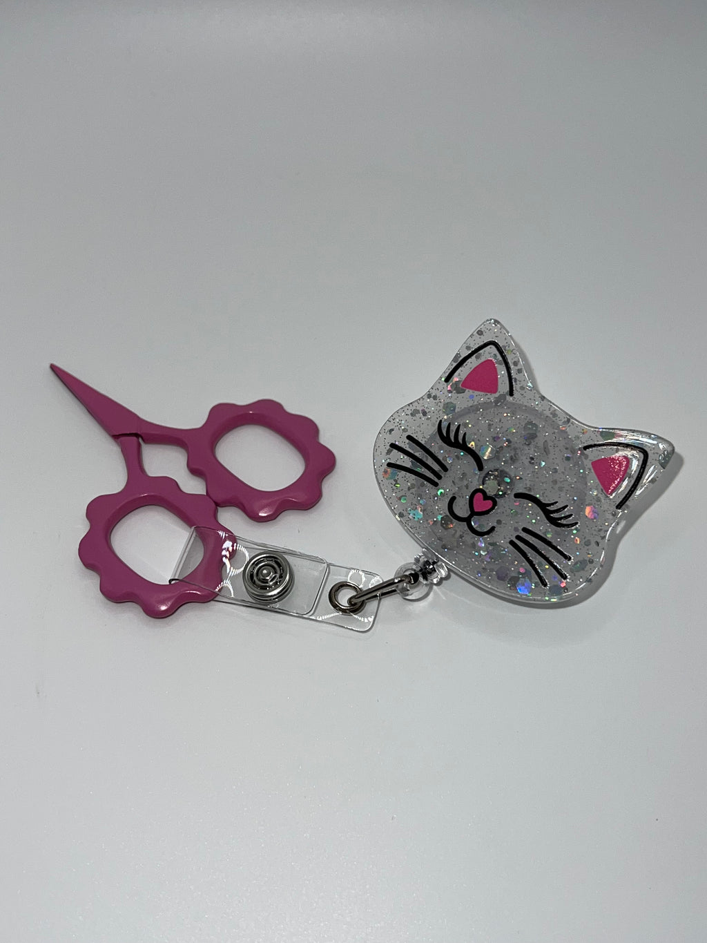 Sparkle Kitty - Badge / Scissor Reel - scissors excluded