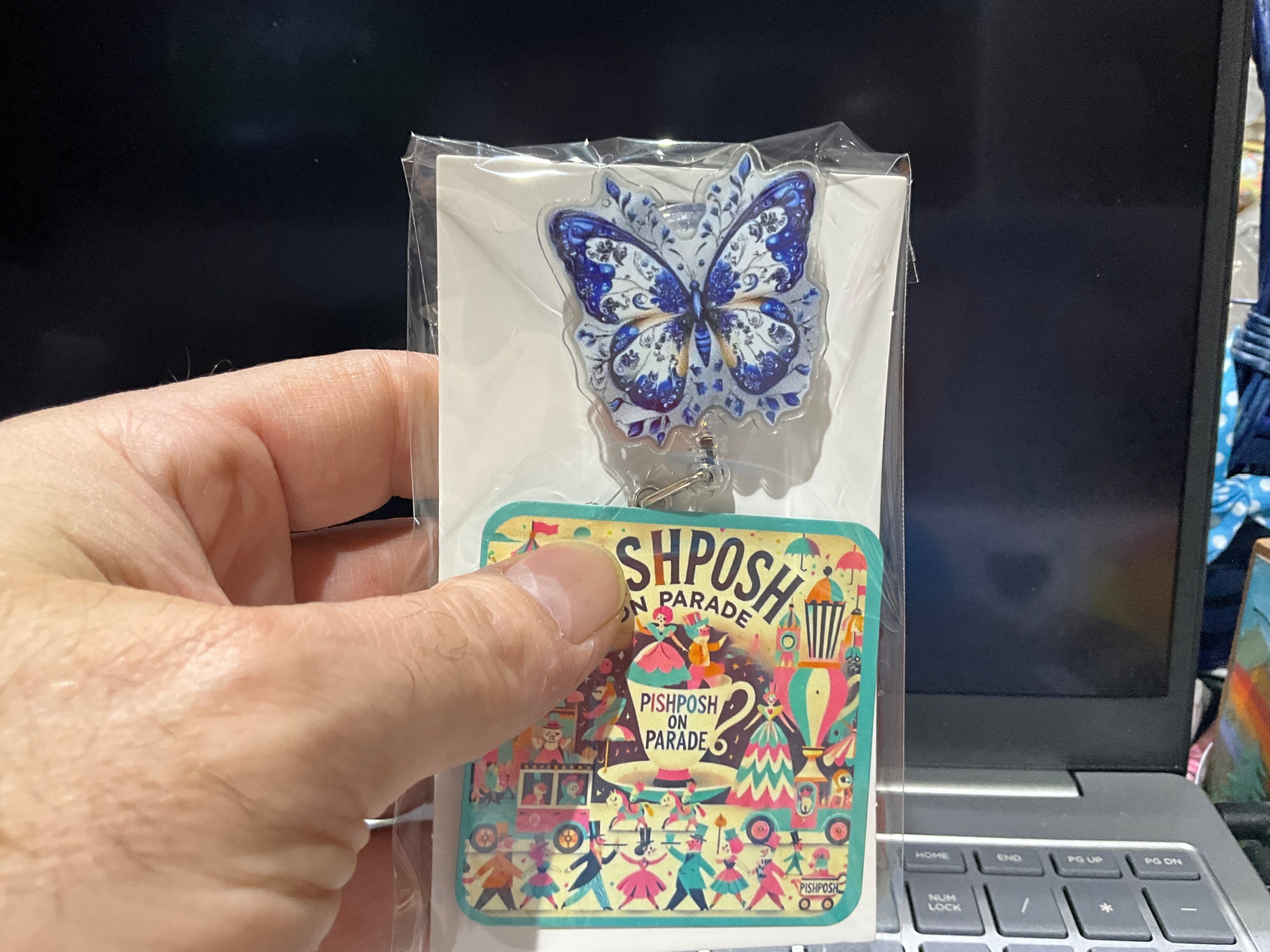 Blue Butterfly - Badge / scissor Reel