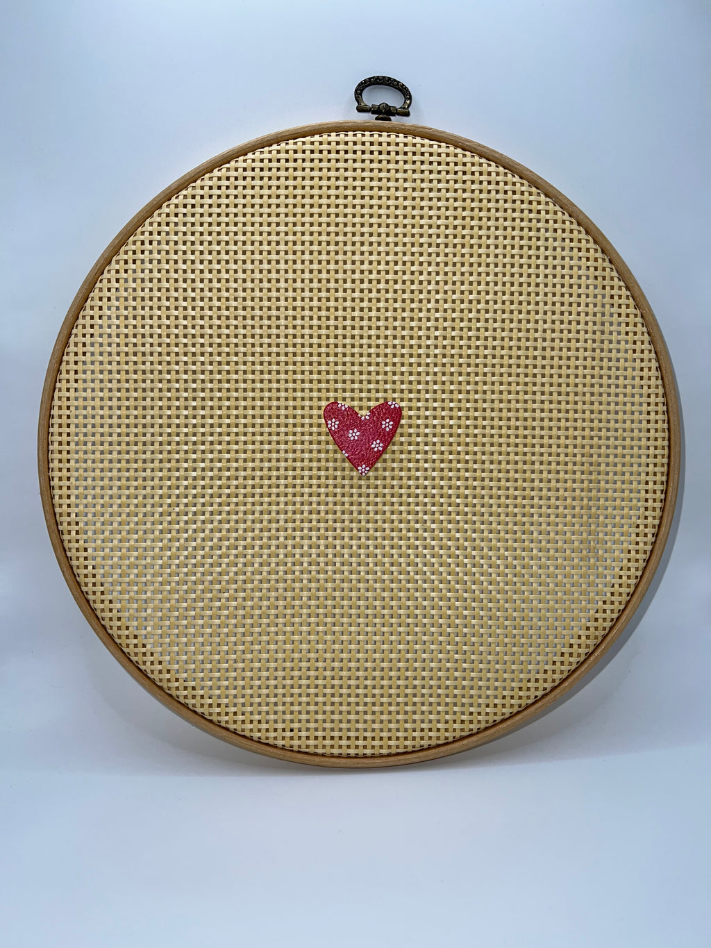 Red heart with flower dot pattern - needle minder