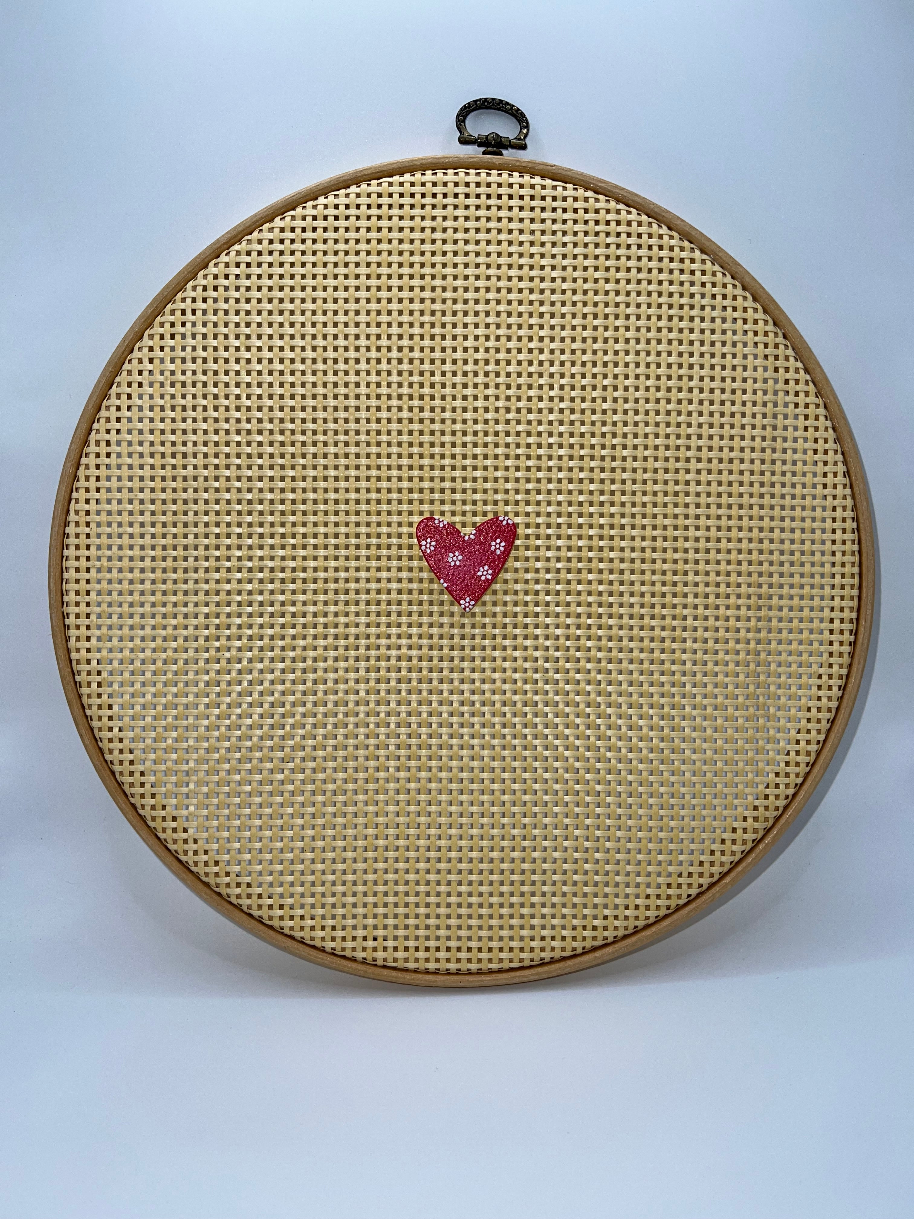 Red heart with flower dot pattern - needle minder