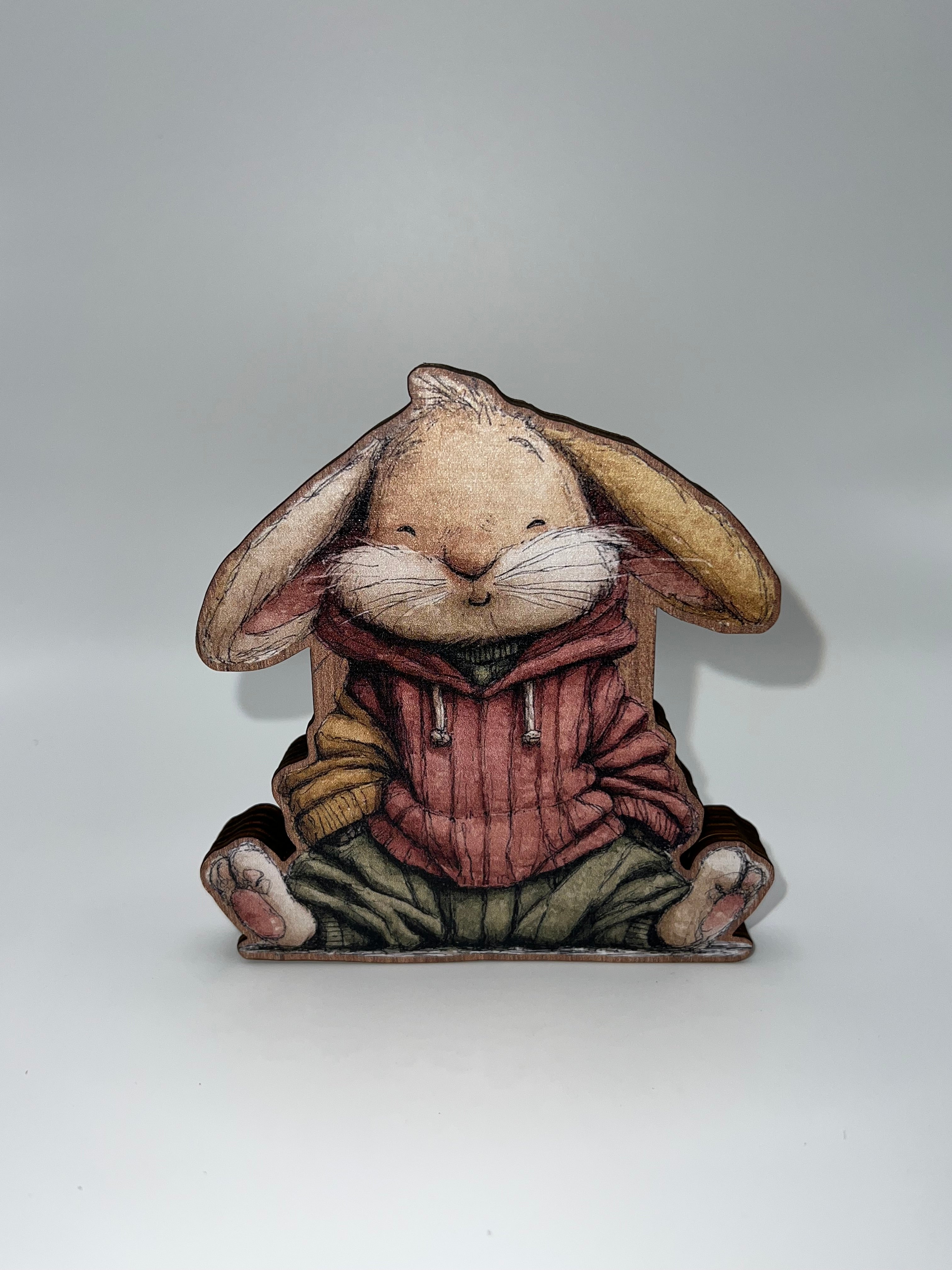 Bunny in Hoodie - Wooden Needle Case