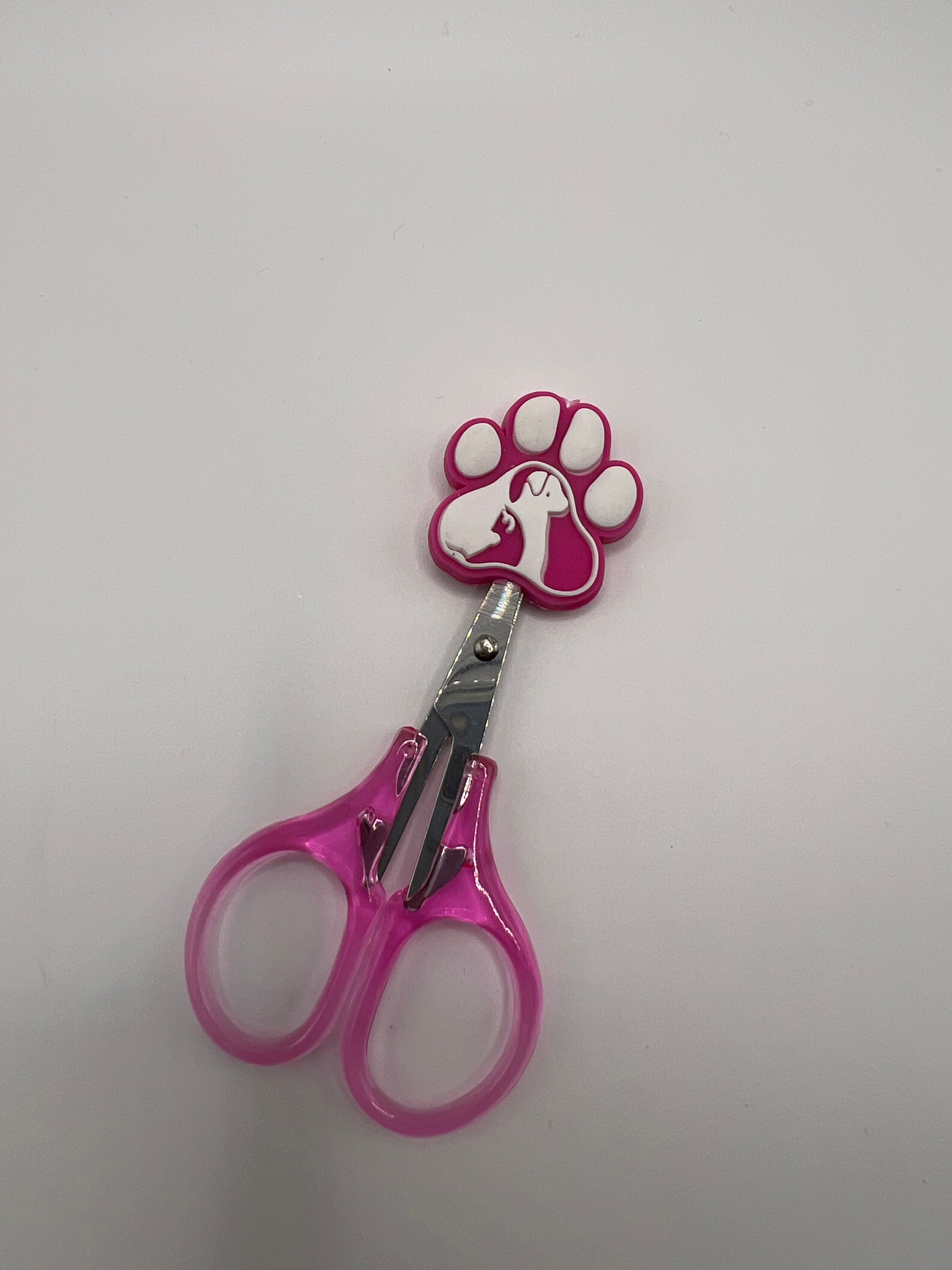 Pink paw print with dog silhouette scissor tip protector - scissors excluded