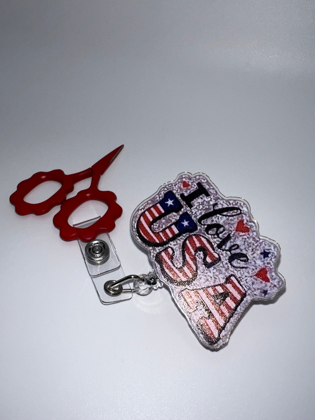 I Love USA - Badge / Scissor Reel - Scissors excluded