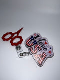 I Love USA - Badge / Scissor Reel - Scissors excluded