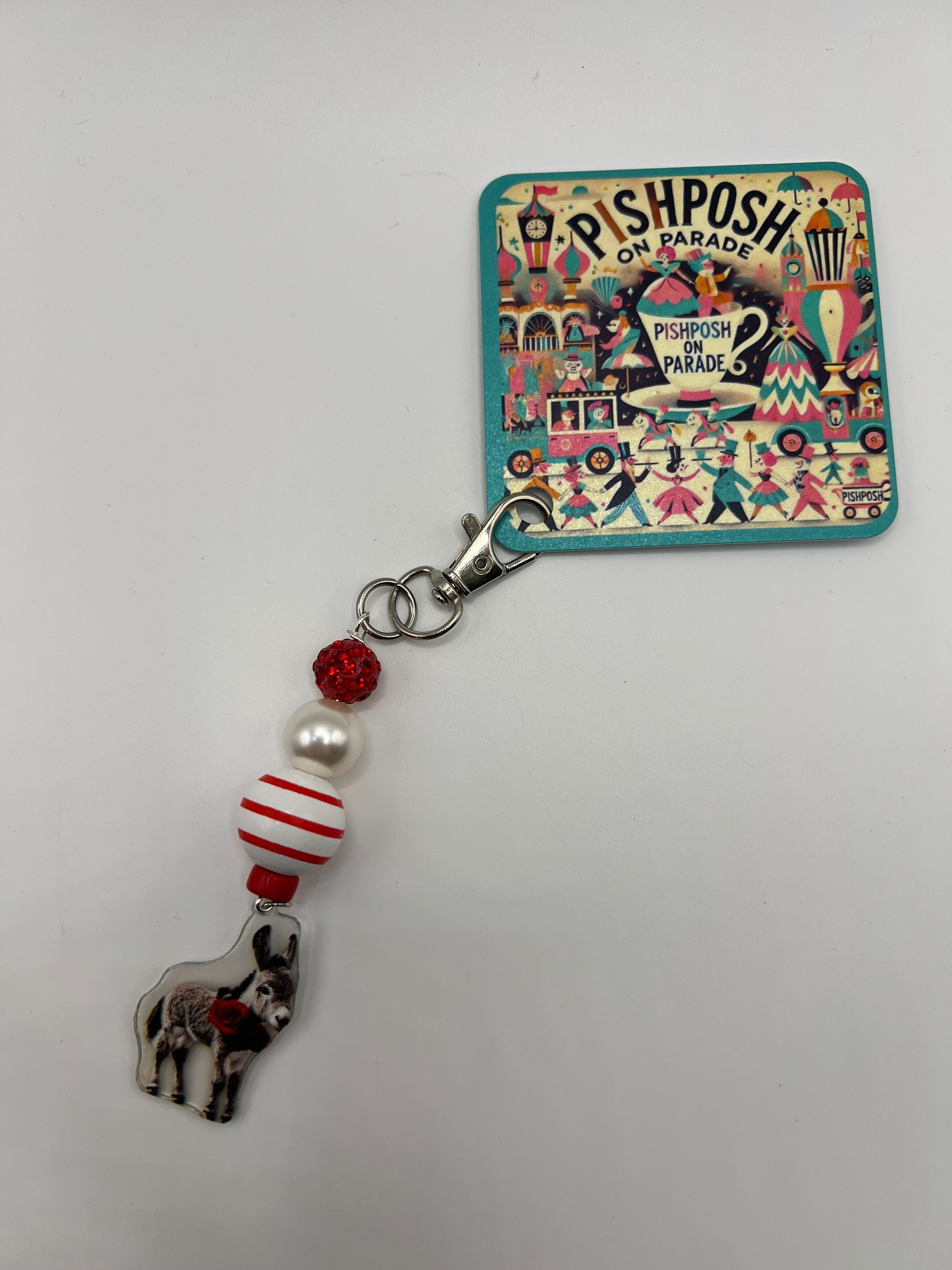 Donkey with rose - scissor charm / zipper pull