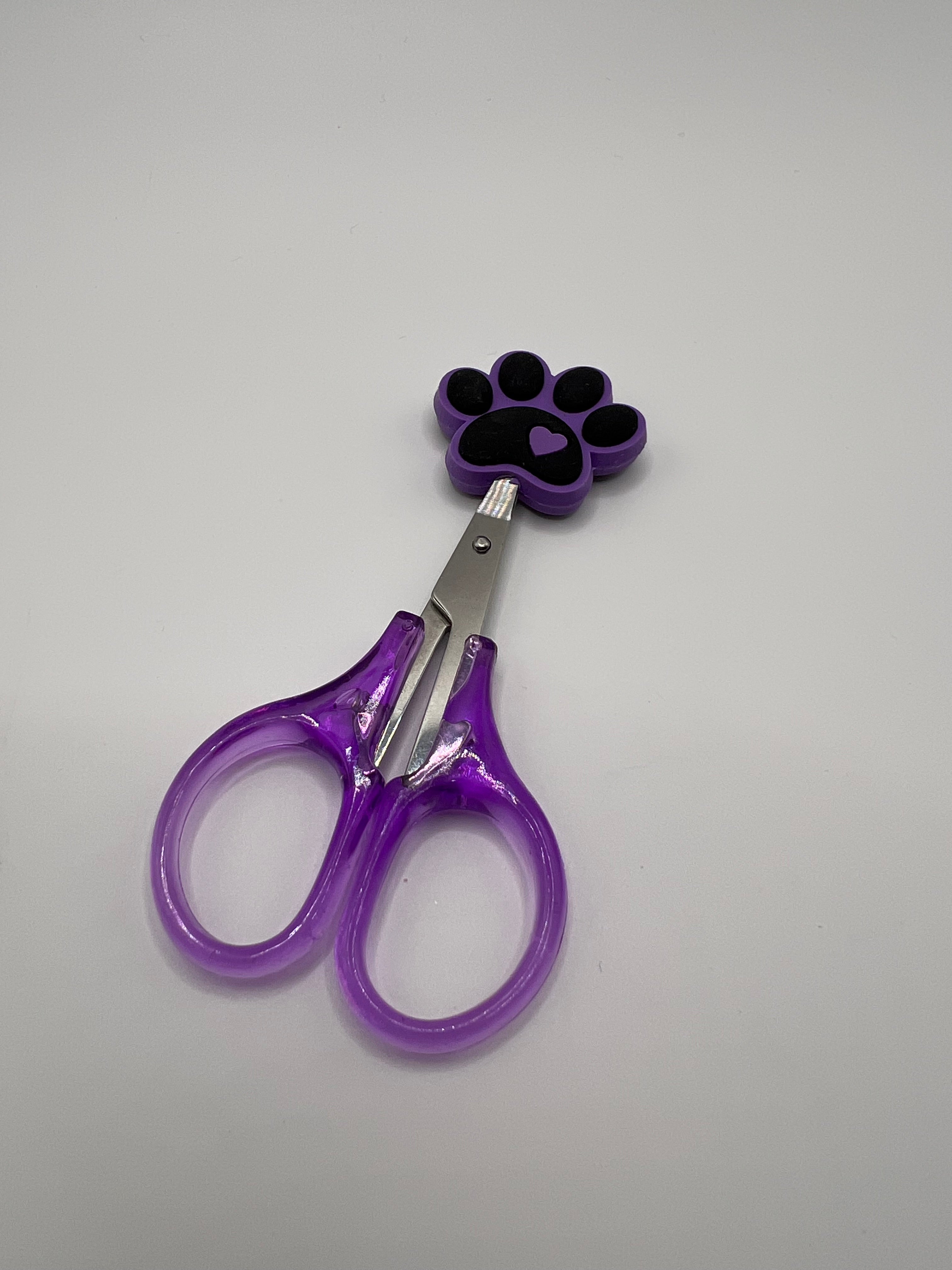 Purple and black paw print scissor tip protector - scissors excluded