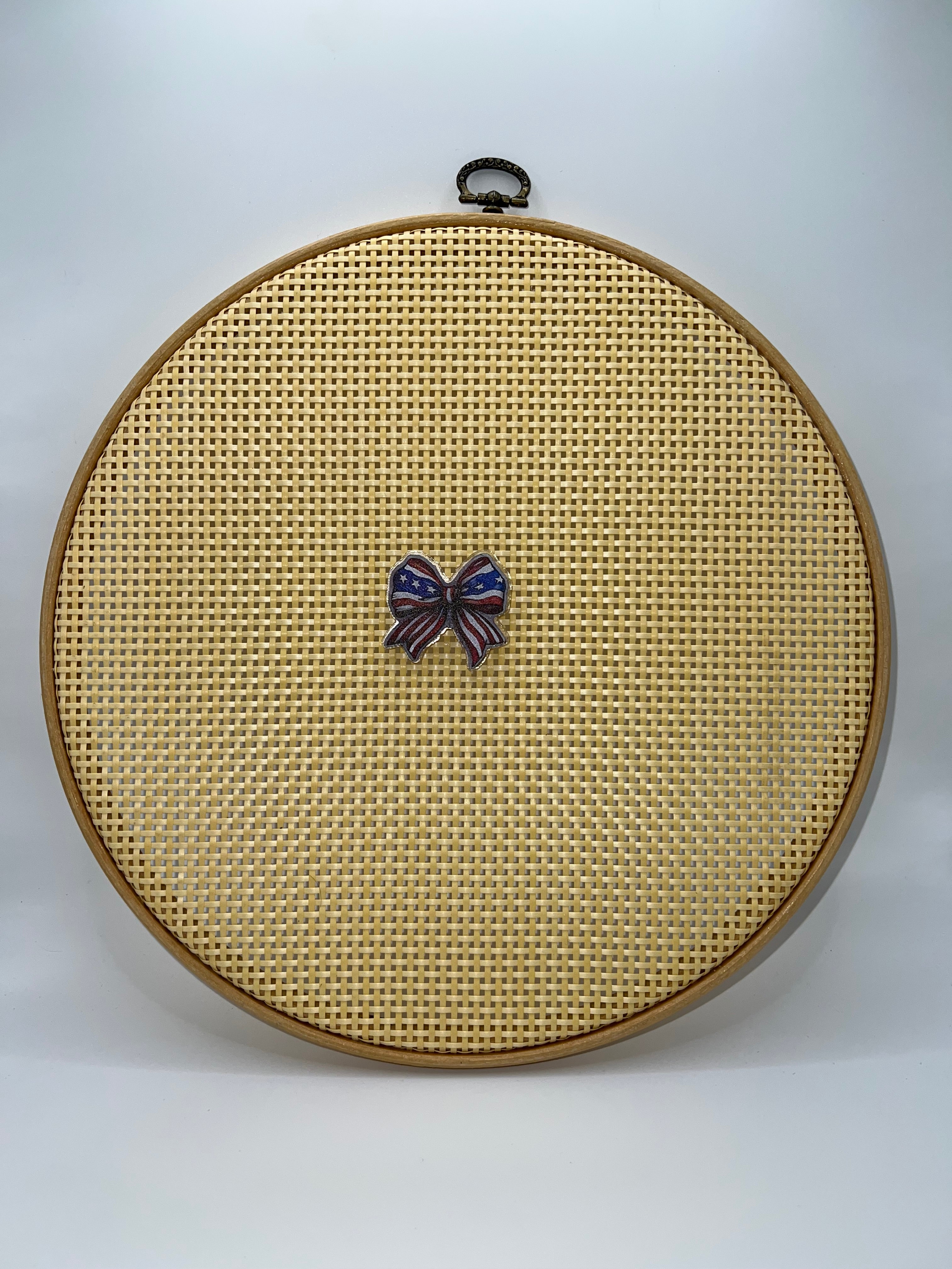 Red white and blue bow with short ribbon - Needle minder