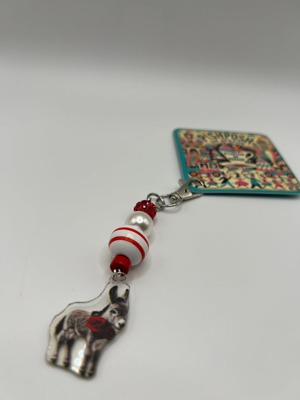 Donkey with rose - scissor charm / zipper pull