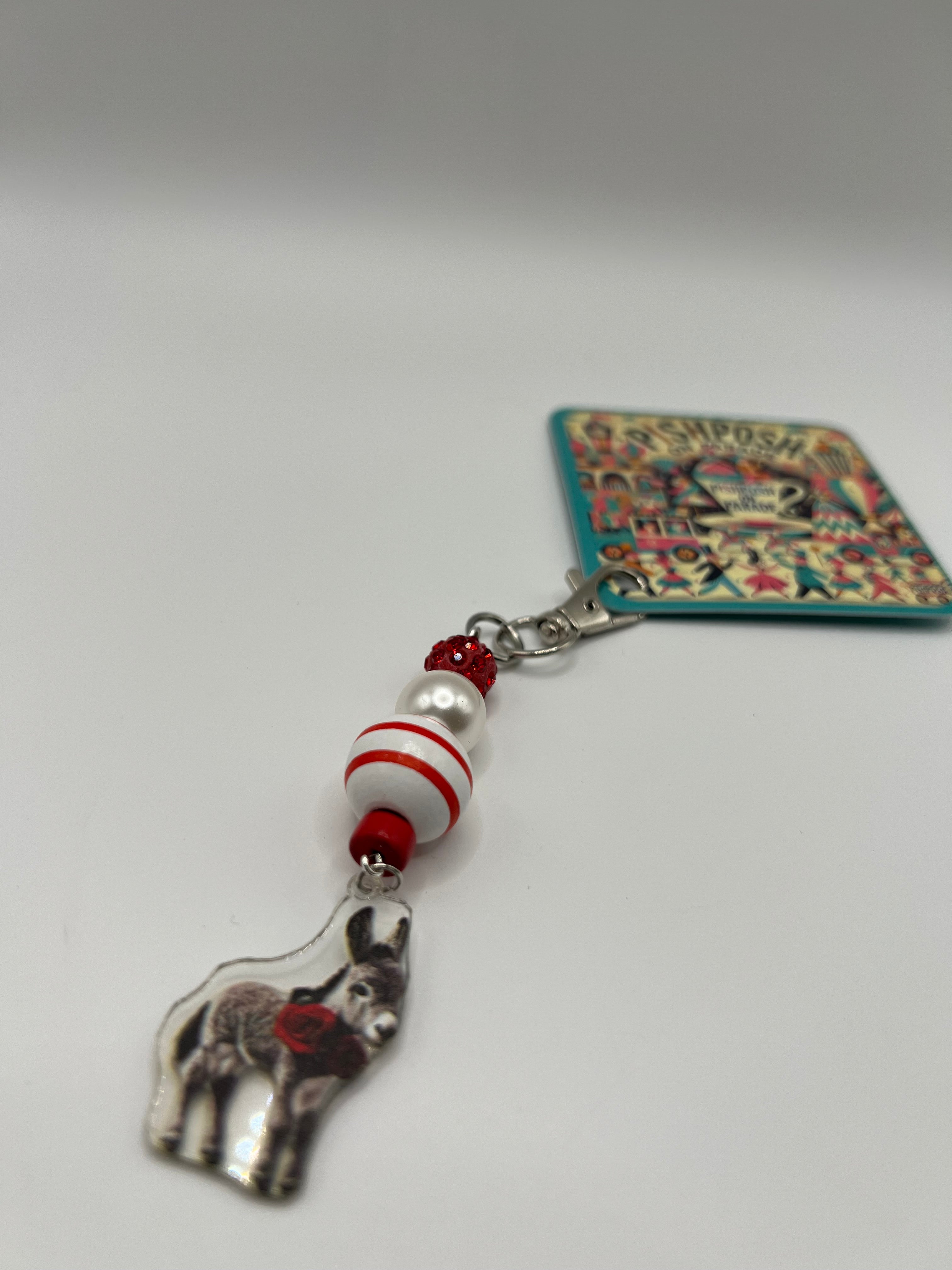 Donkey with rose - scissor charm / zipper pull