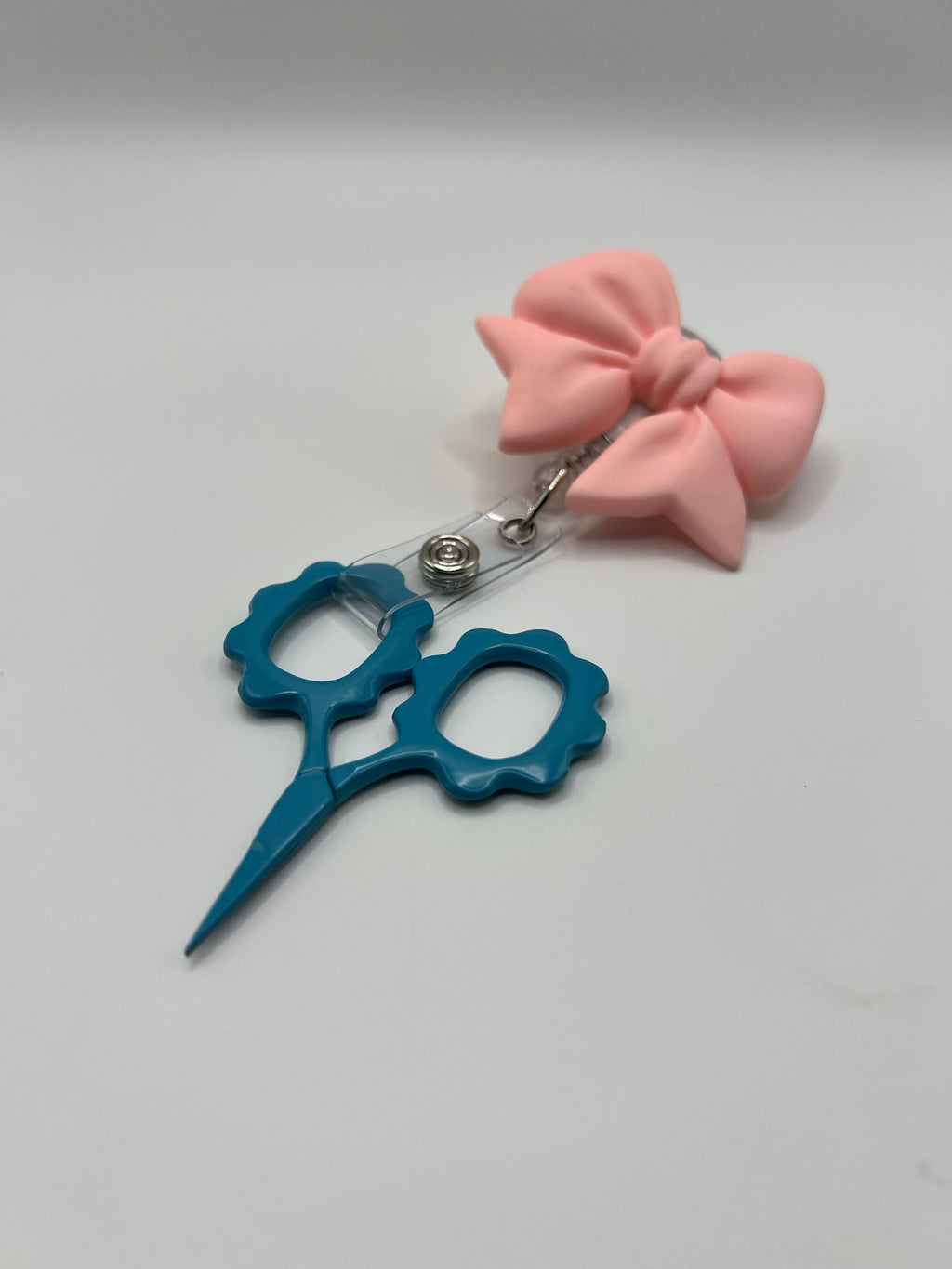 Light pink bow - badge reel / scissor reel - scissors excluded