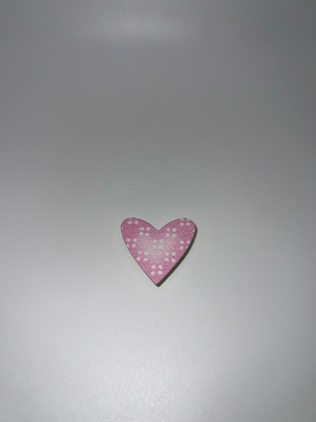 Pink heart with white dots in square pattern - needle minder
