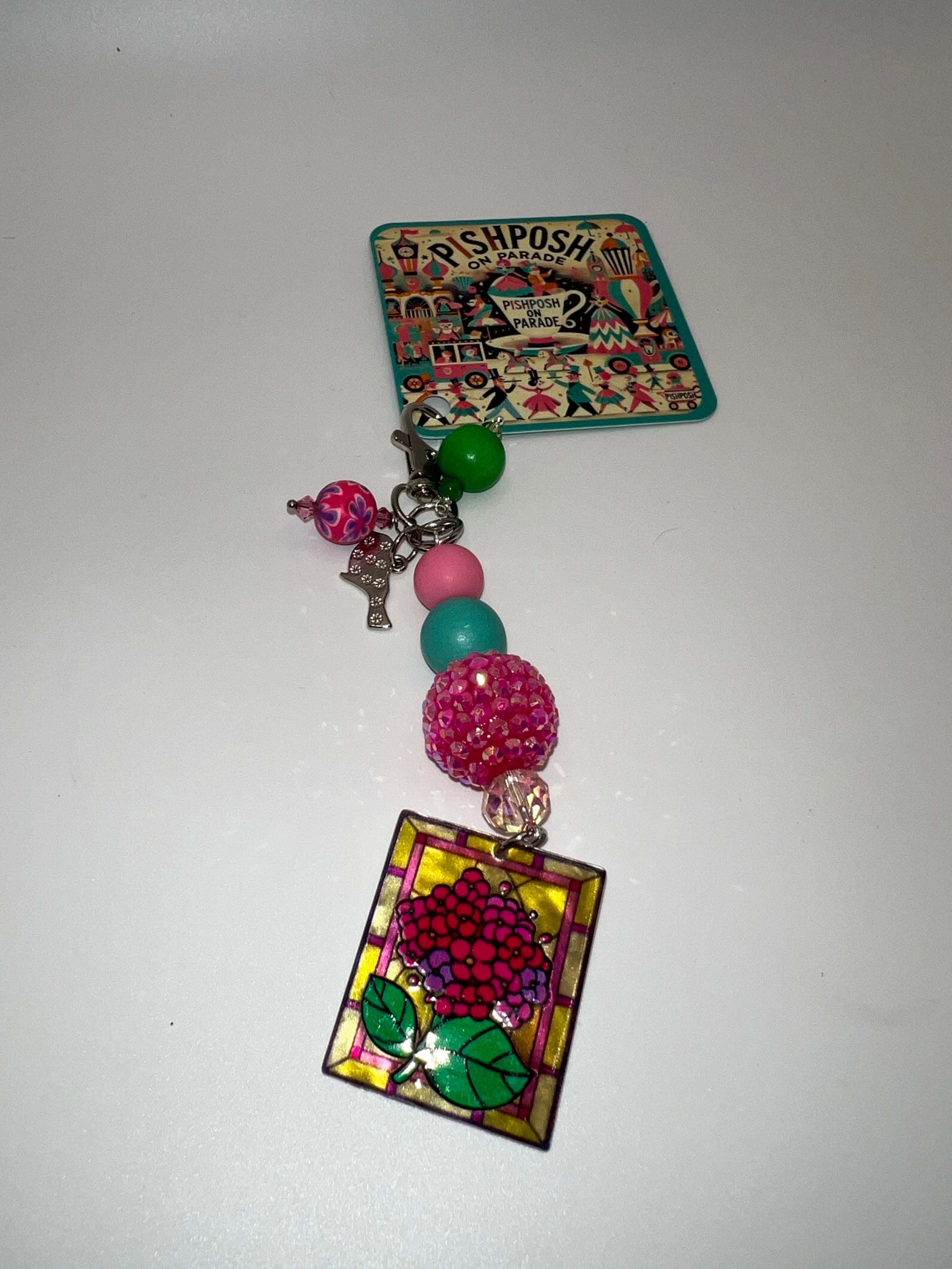 Pink Hydrangea - Zipper Bag Charm