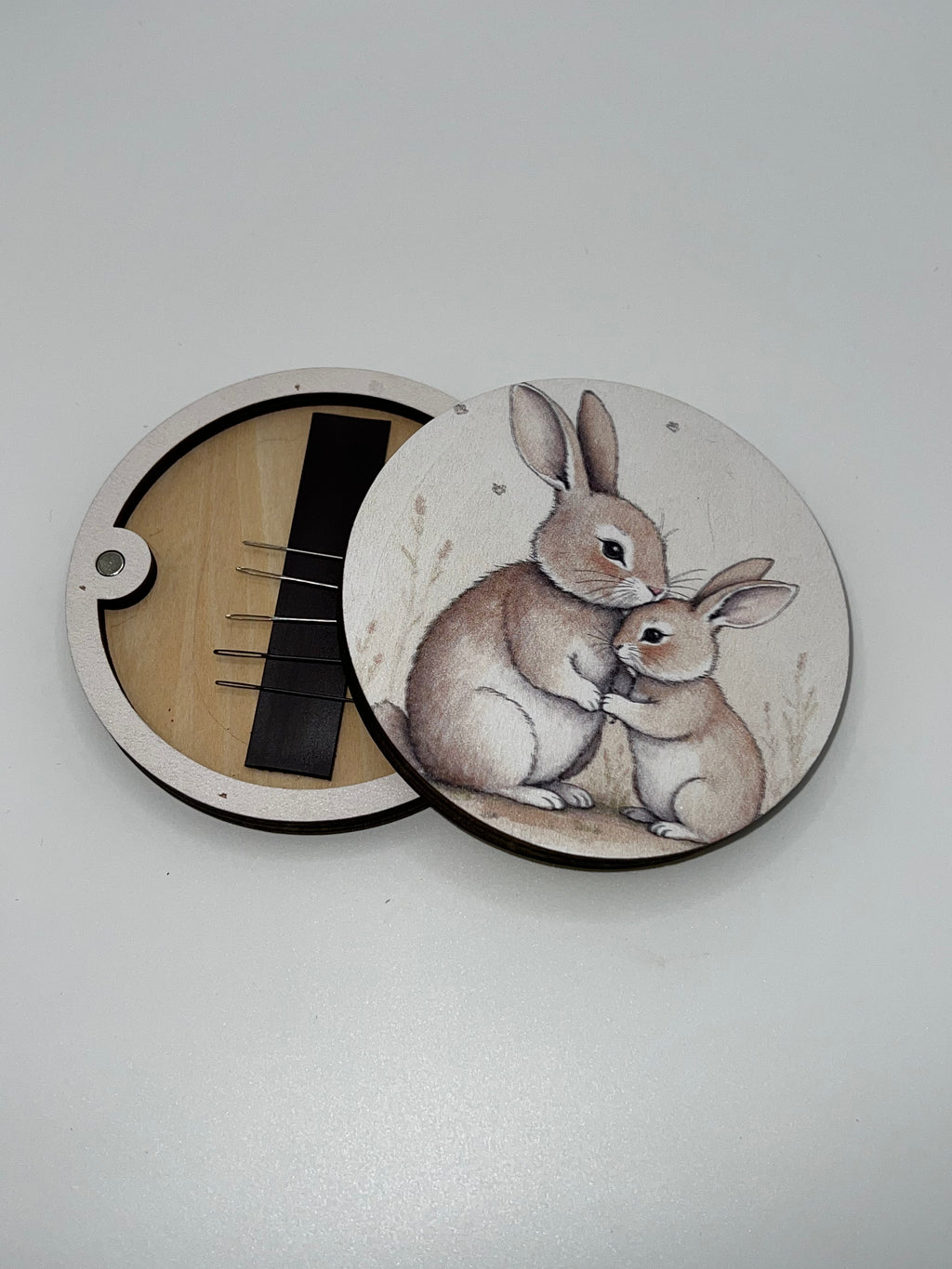 Bunny Love - Wooden Needle Case