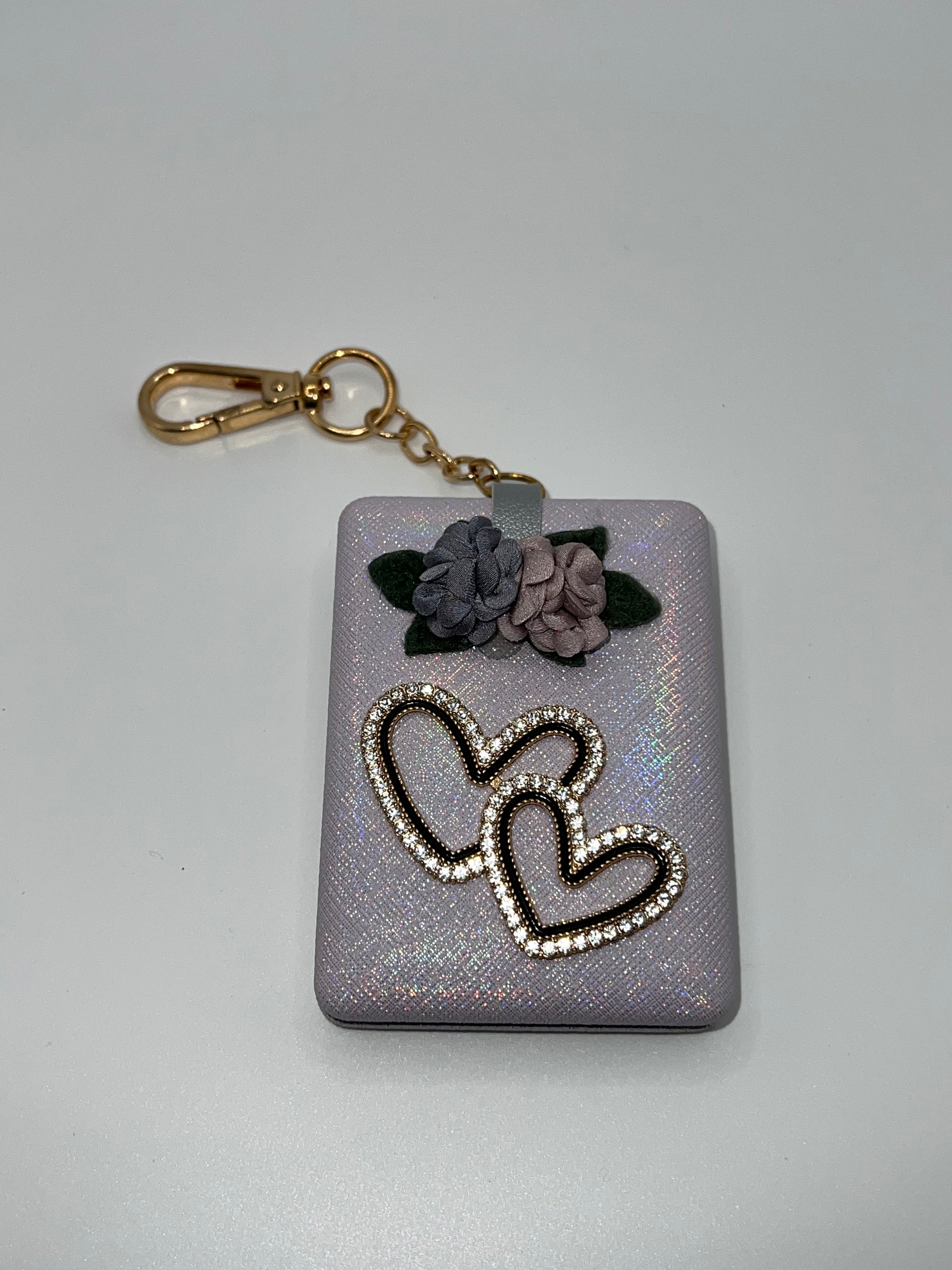 Iridescent blue floral heart needle case