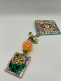 Daisy with Orange Bead- Zipper Bag Charm