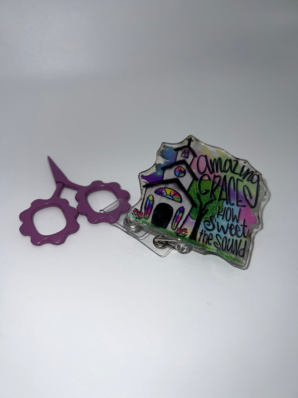 Amazing Grace Church Badge / Scissor Reel - scissors excluded