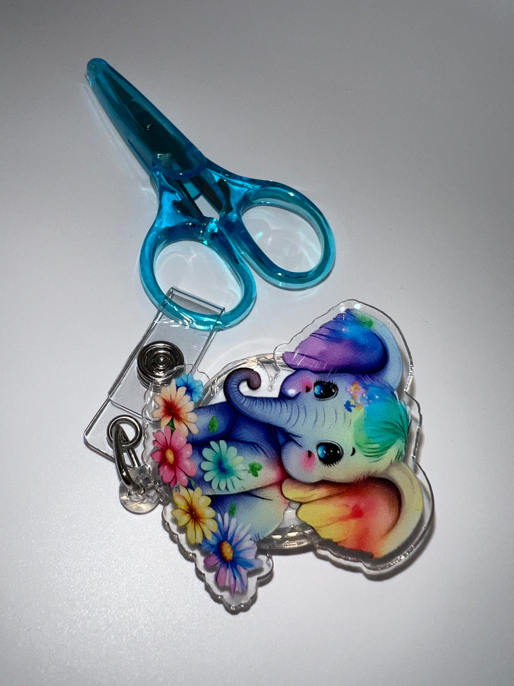 Purple Baby elephant - Badge / scissor reel - scissors not included