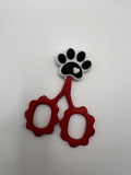 Black and white paw print with heart