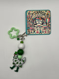 Lucky Chicken with shamrock / Clover - zipper pull / scissor charm