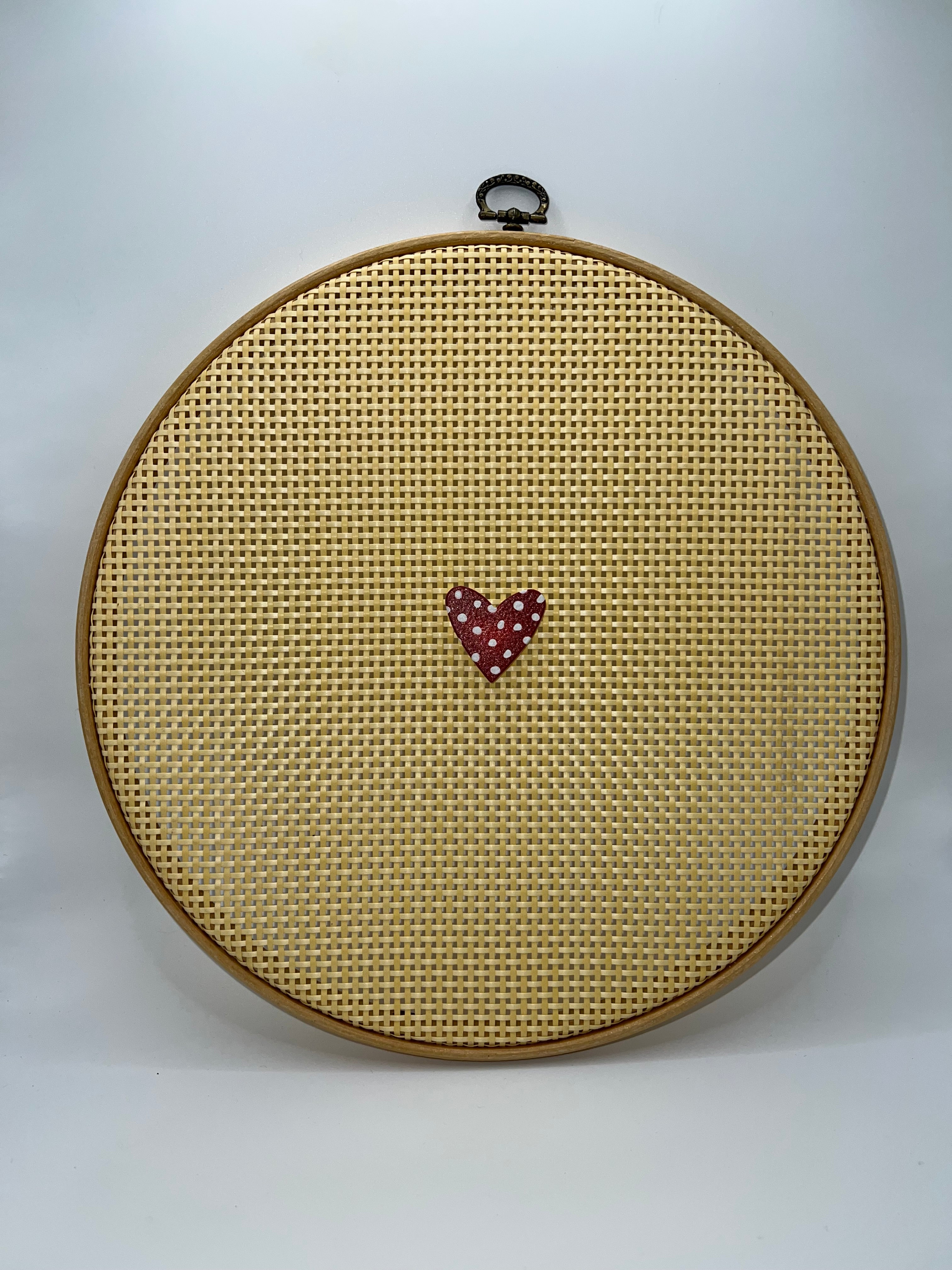 Red heart with white polka dots