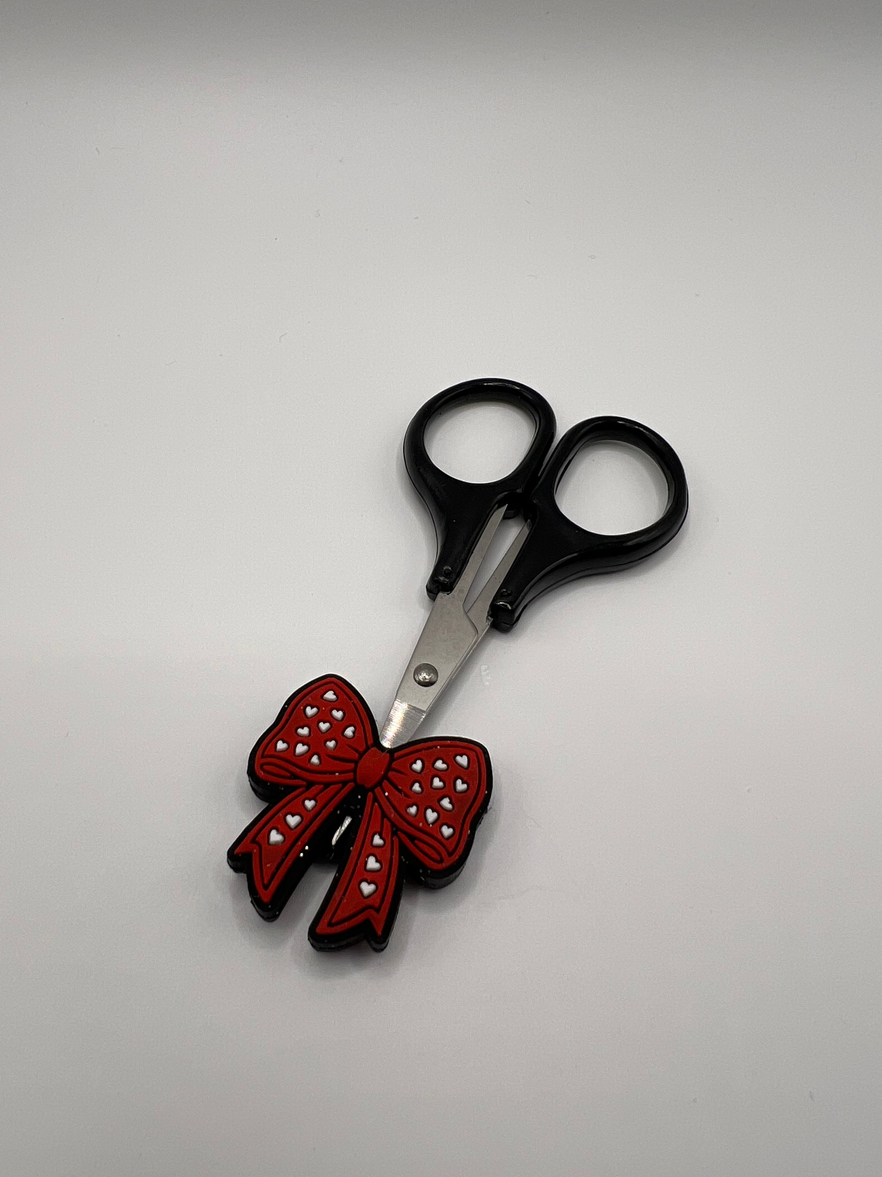 Red with white hearts bow - scissor tip protector - scissors excluded