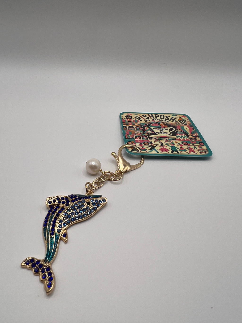 Blue store whale with pearl - charm