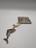Blue store whale with pearl - charm
