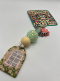 Window with Flowers and Bird Charm - Zipper Pull/Bag Charm