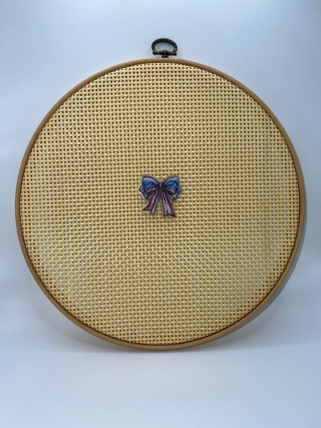 Red white and blue bow with long ribbon - needle minder