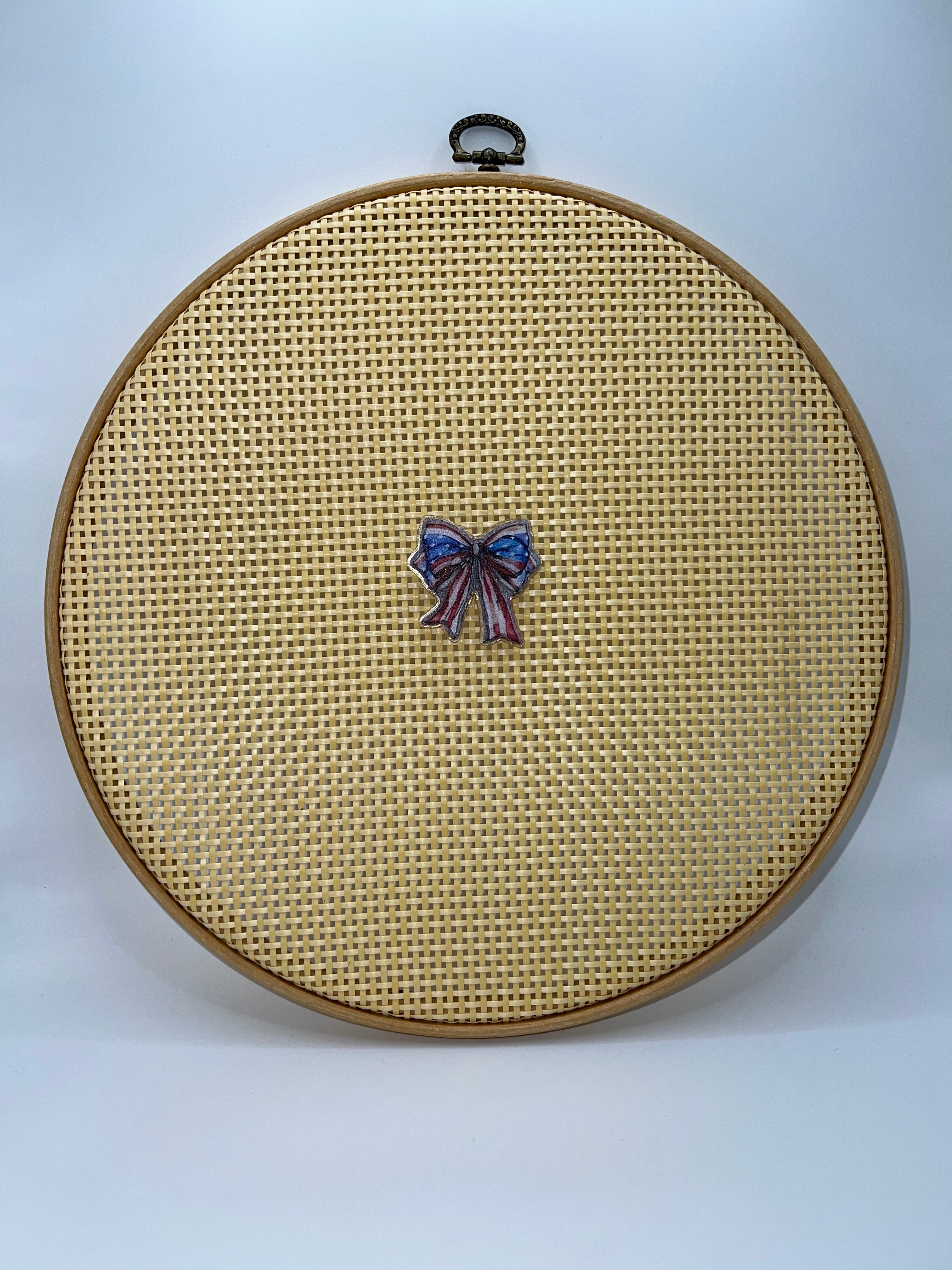 Red white and blue bow with long ribbon - needle minder