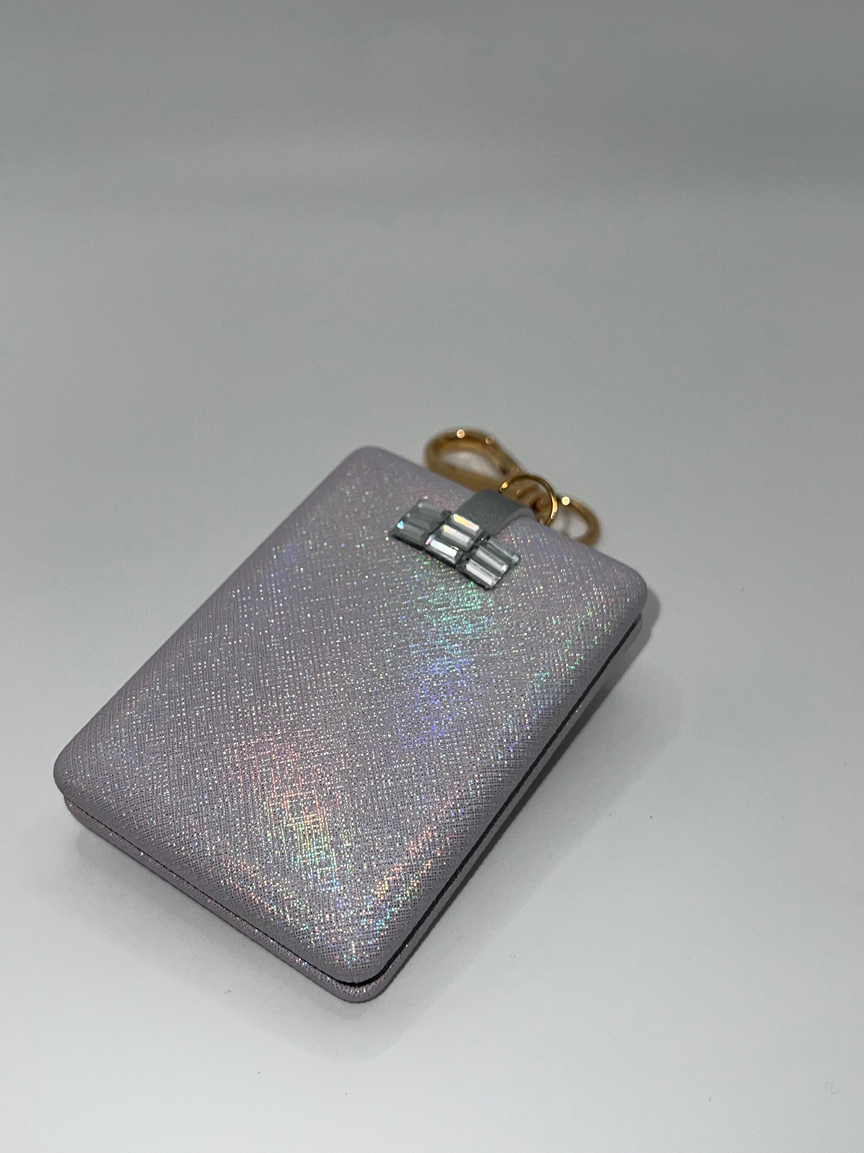 Iridescent blue floral heart needle case