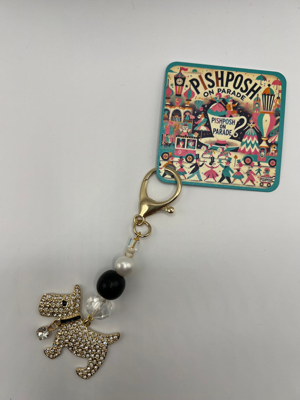 Gold Rhinestone Scottie dog charm
