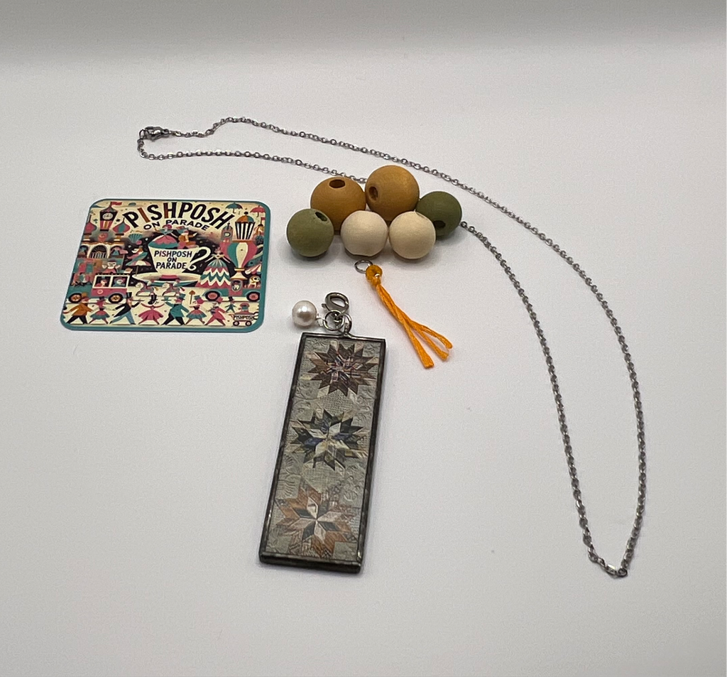 Rustic Star Quilt Necklace with Removable Beads