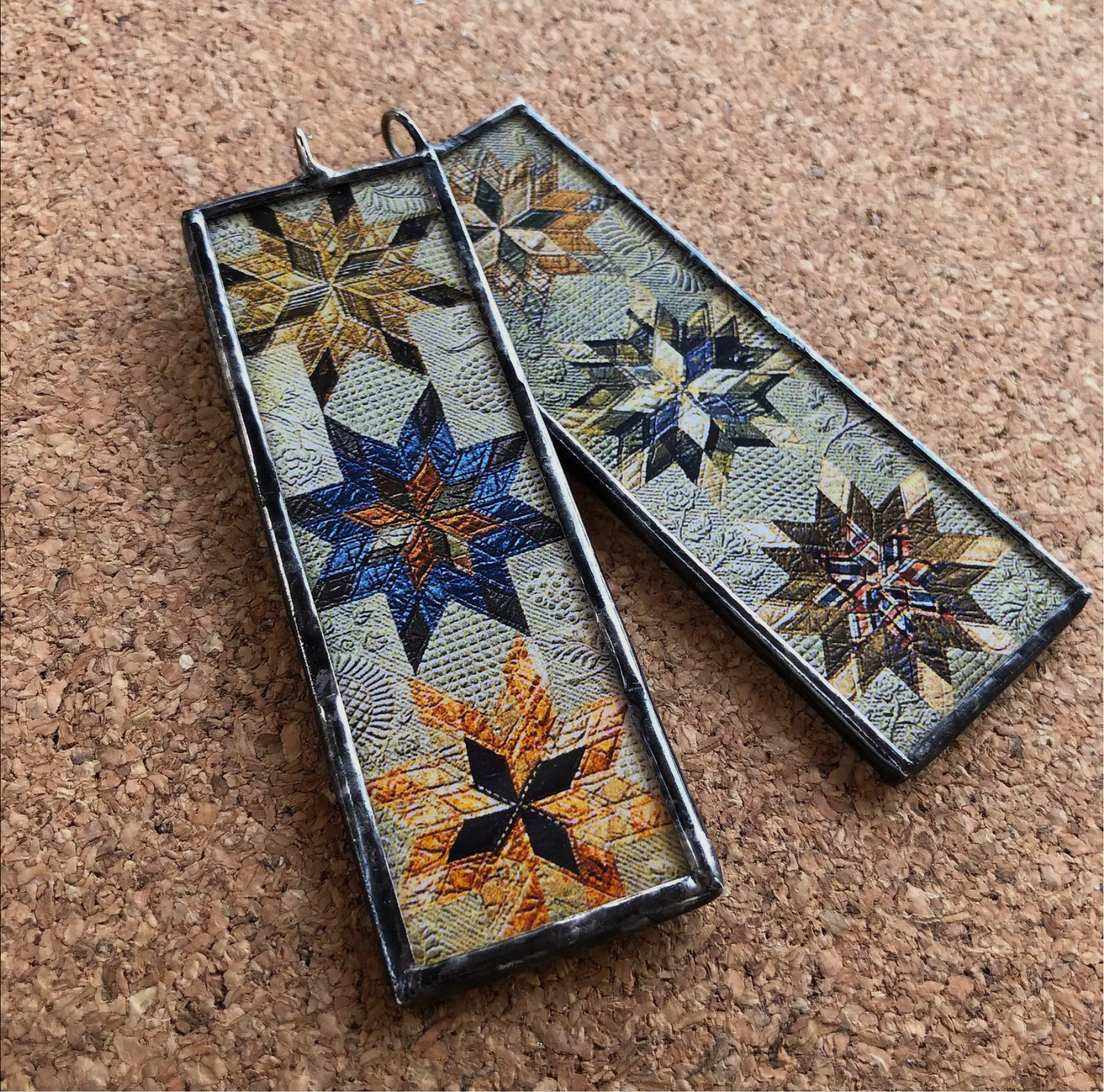 Rustic Star Quilt Necklace with Removable Beads