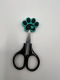 Teal and Black paw print with heart - scissor tip protector
