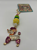 Magenta/Clear Party Poodle with Colorful Beads - Zipper Pull/Scissor Charm