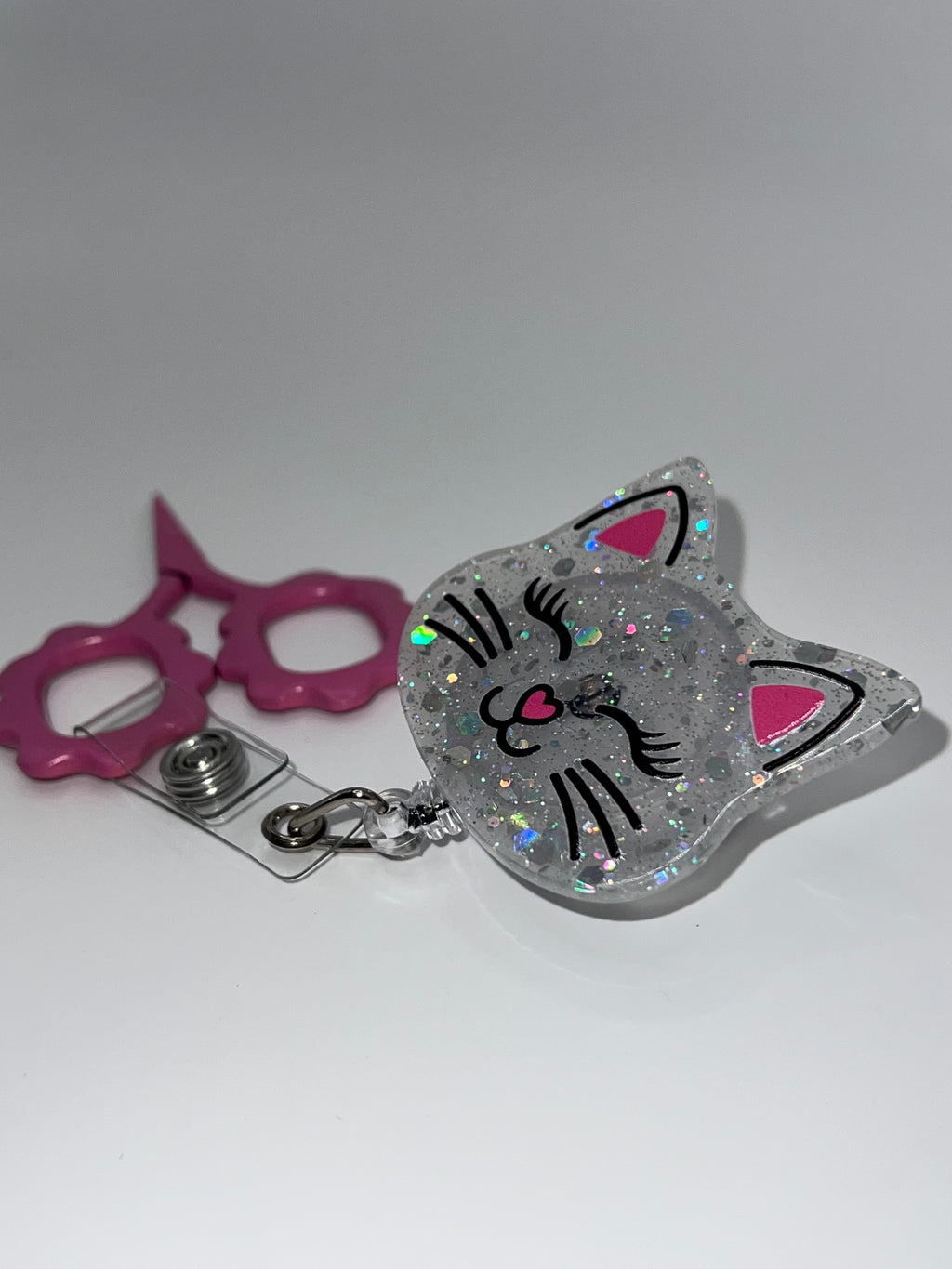 Sparkle Kitty - Badge / Scissor Reel - scissors excluded