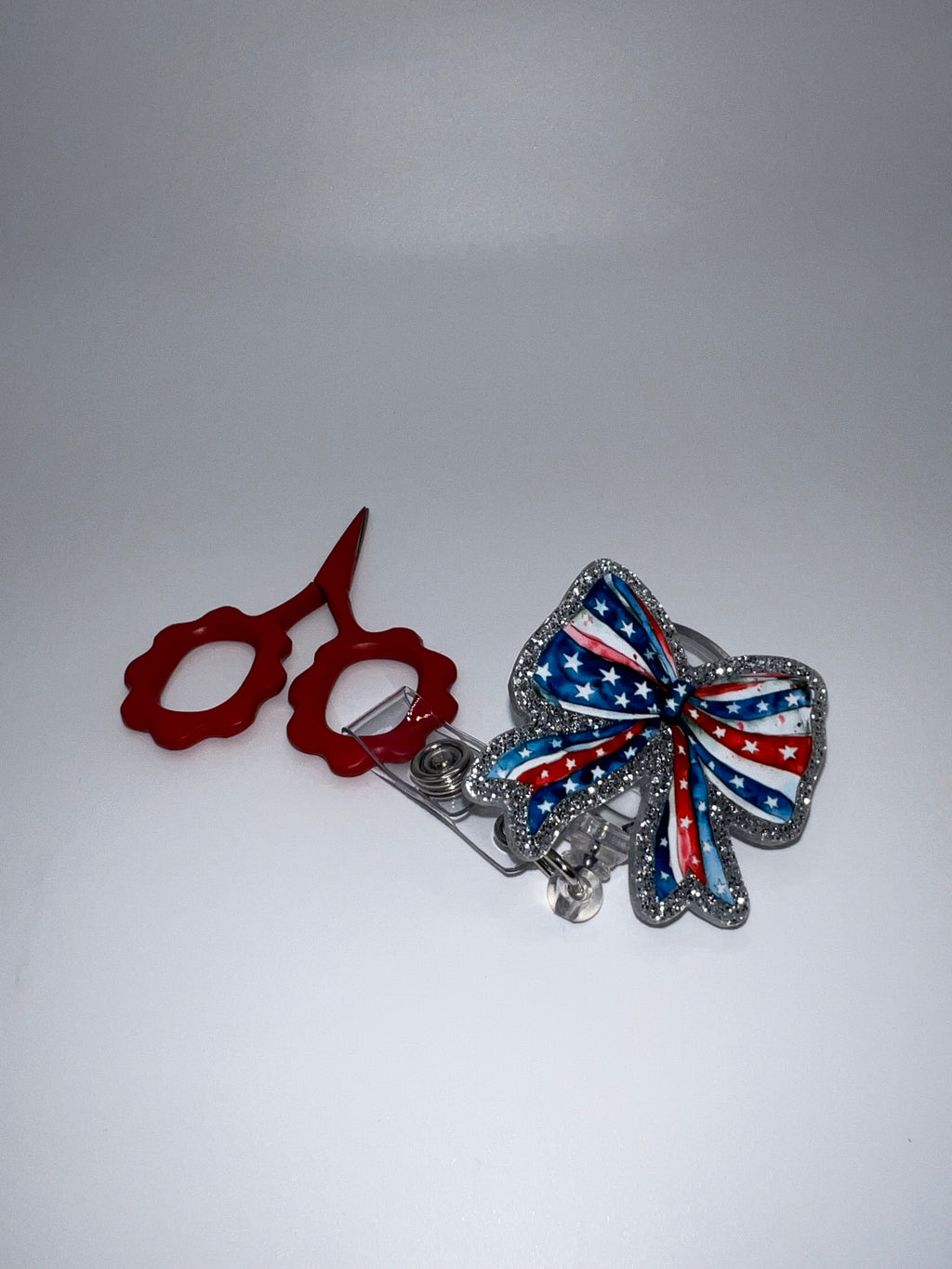 Sparkling American Ribbon - Badge / Scissor reel - scissors excluded