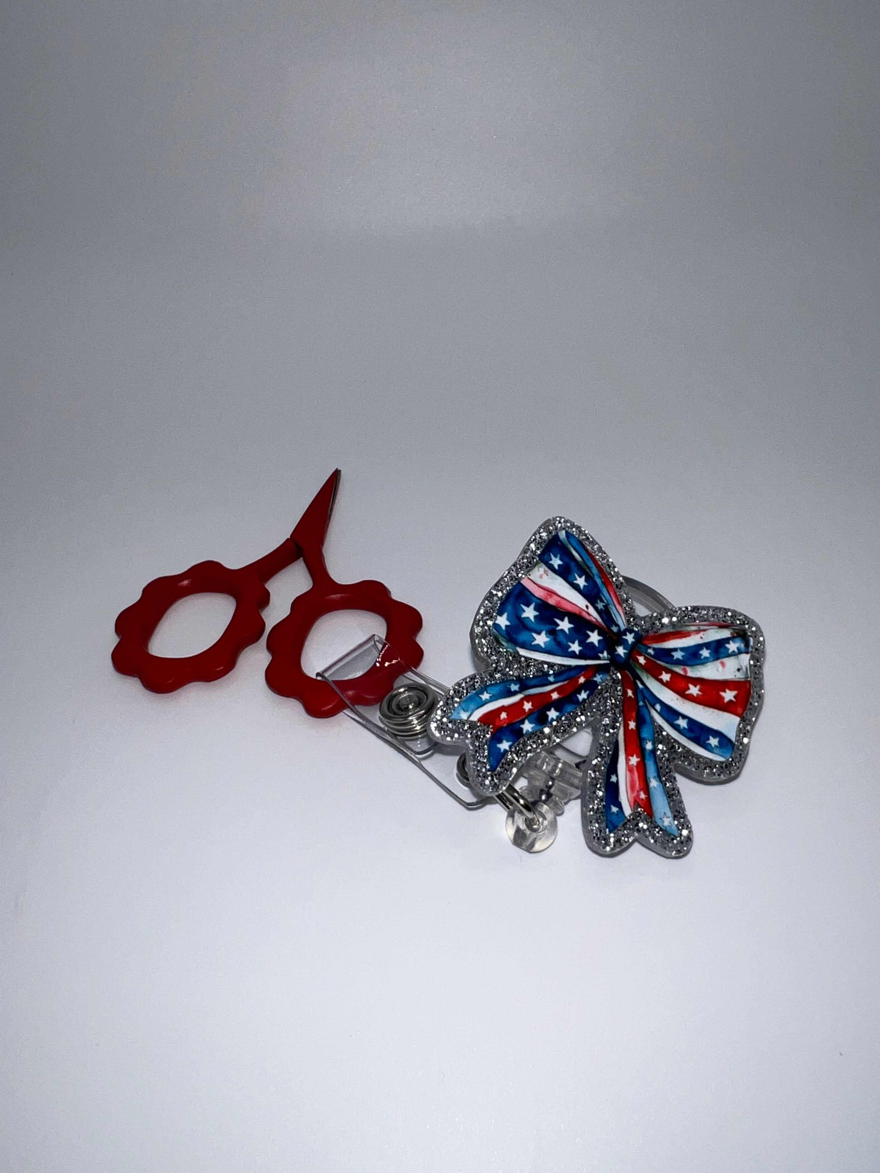 Sparkling American Ribbon - Badge / Scissor reel - scissors excluded
