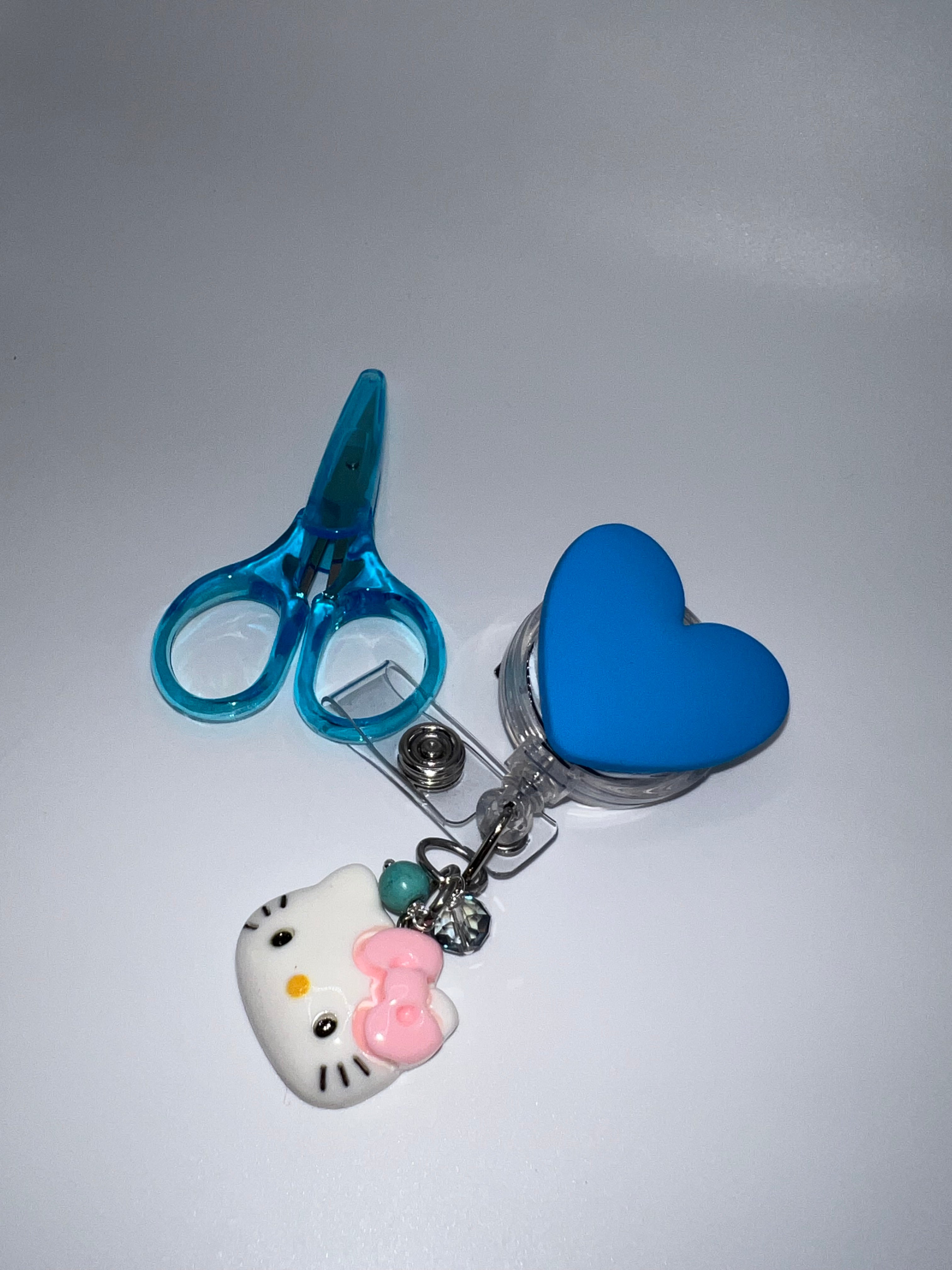 Blue Heart - Badge / Scissor Reel - scissors excluded